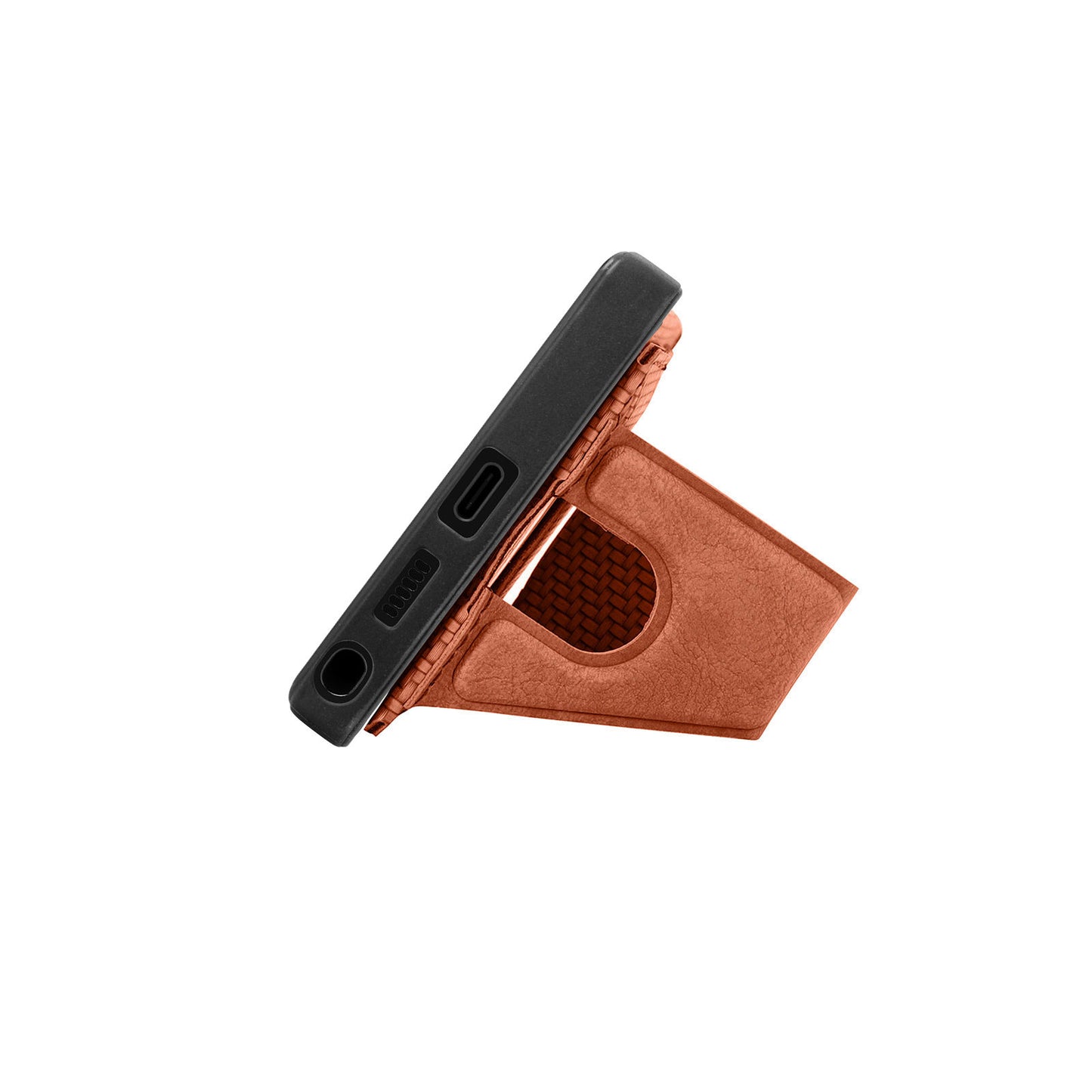 For Samsung Galaxy S24 Ultra Case K-shaped Kickstand Card Holder Phone Cover - Brown