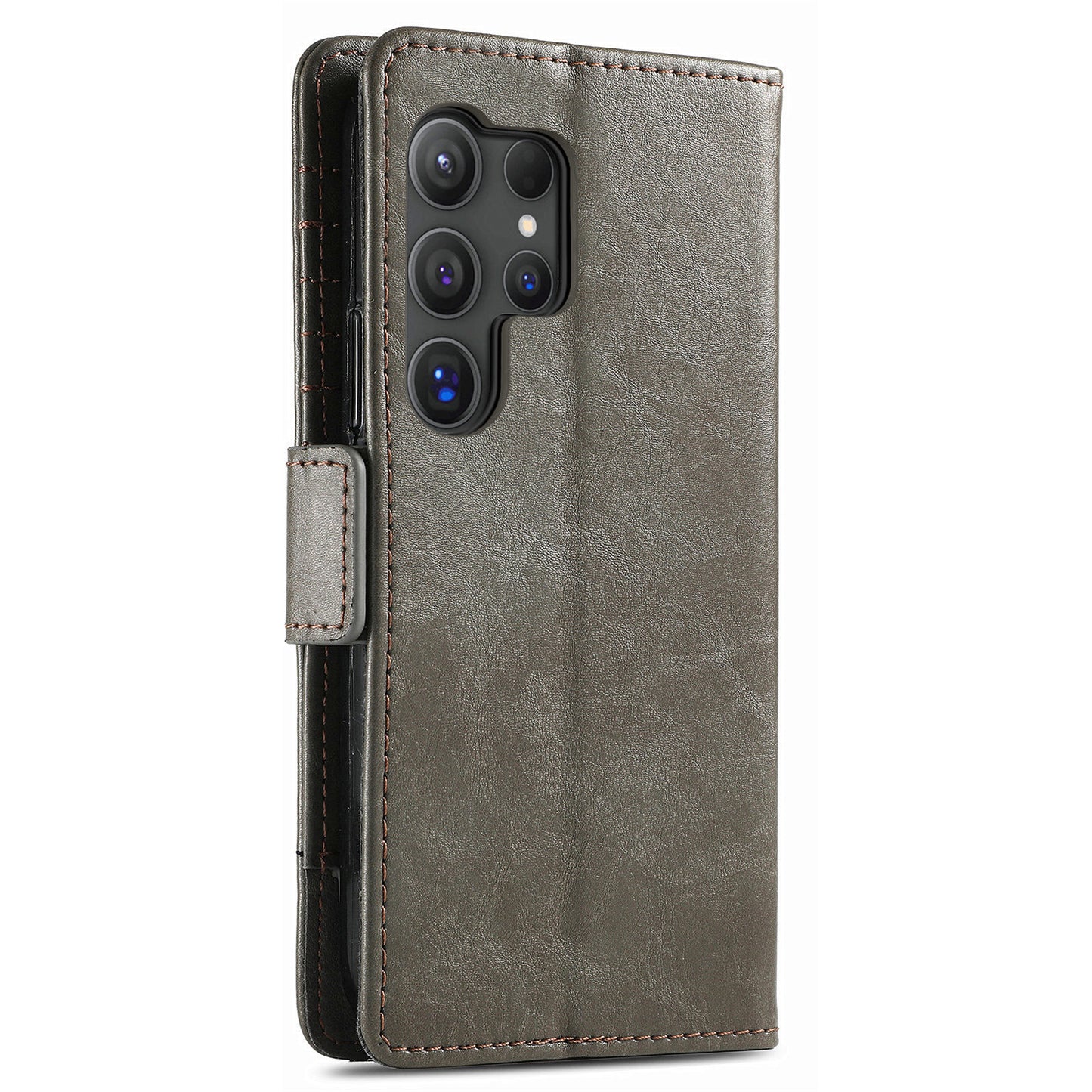 CASENEO 002 Series For Samsung Galaxy S24 Ultra Case RFID Blocking Wallet Splicing Leather Cover - Grey