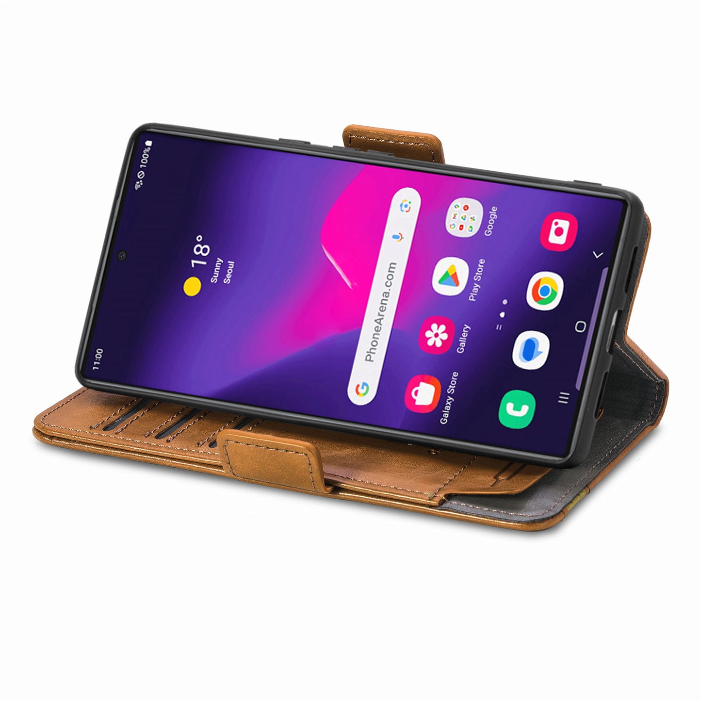 CASENEO 002 Series For Samsung Galaxy S24 Ultra Case RFID Blocking Wallet Splicing Leather Cover - Light Brown