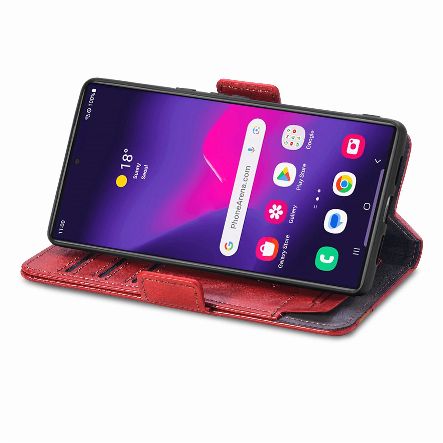 CASENEO 002 Series For Samsung Galaxy S24 Ultra Case RFID Blocking Wallet Splicing Leather Cover - Red