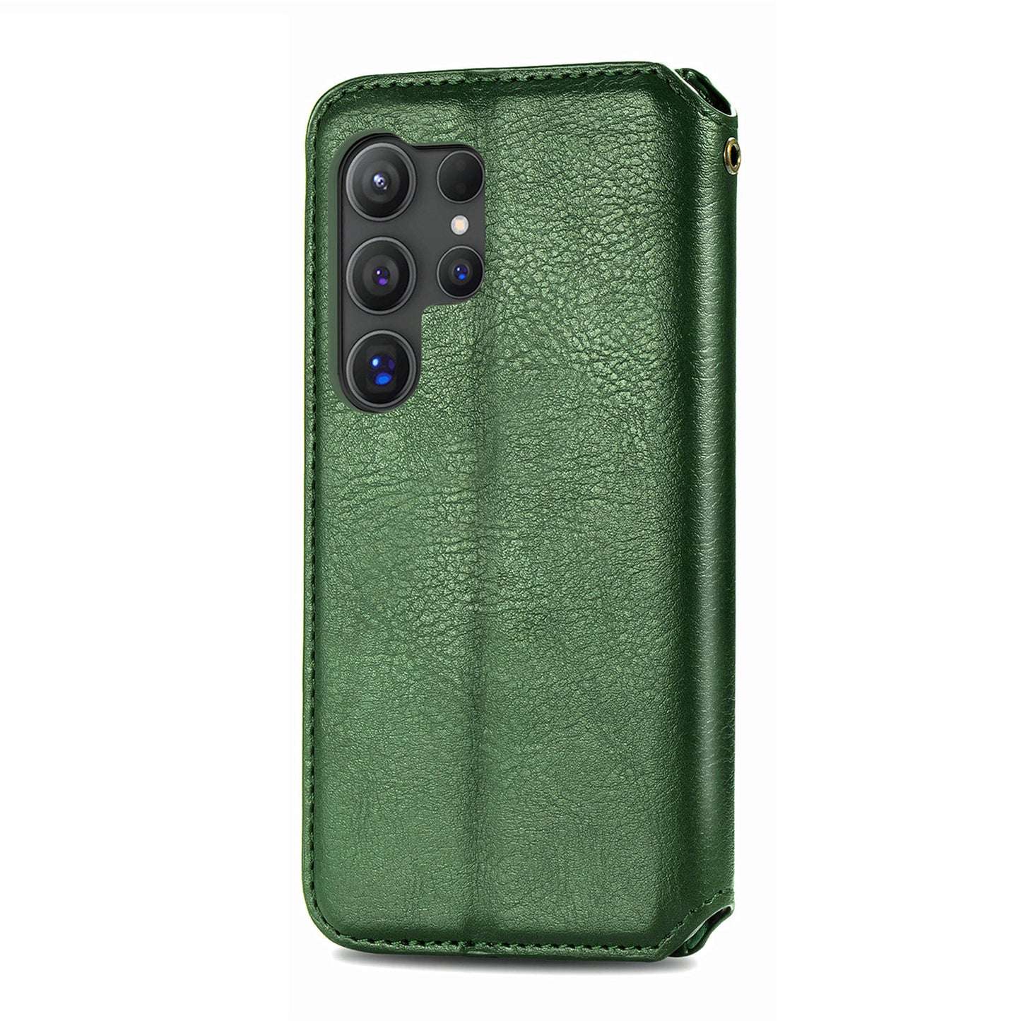 For Samsung Galaxy S24 Ultra Case Rhombus Pattern Wallet Stand Phone Cover - Green