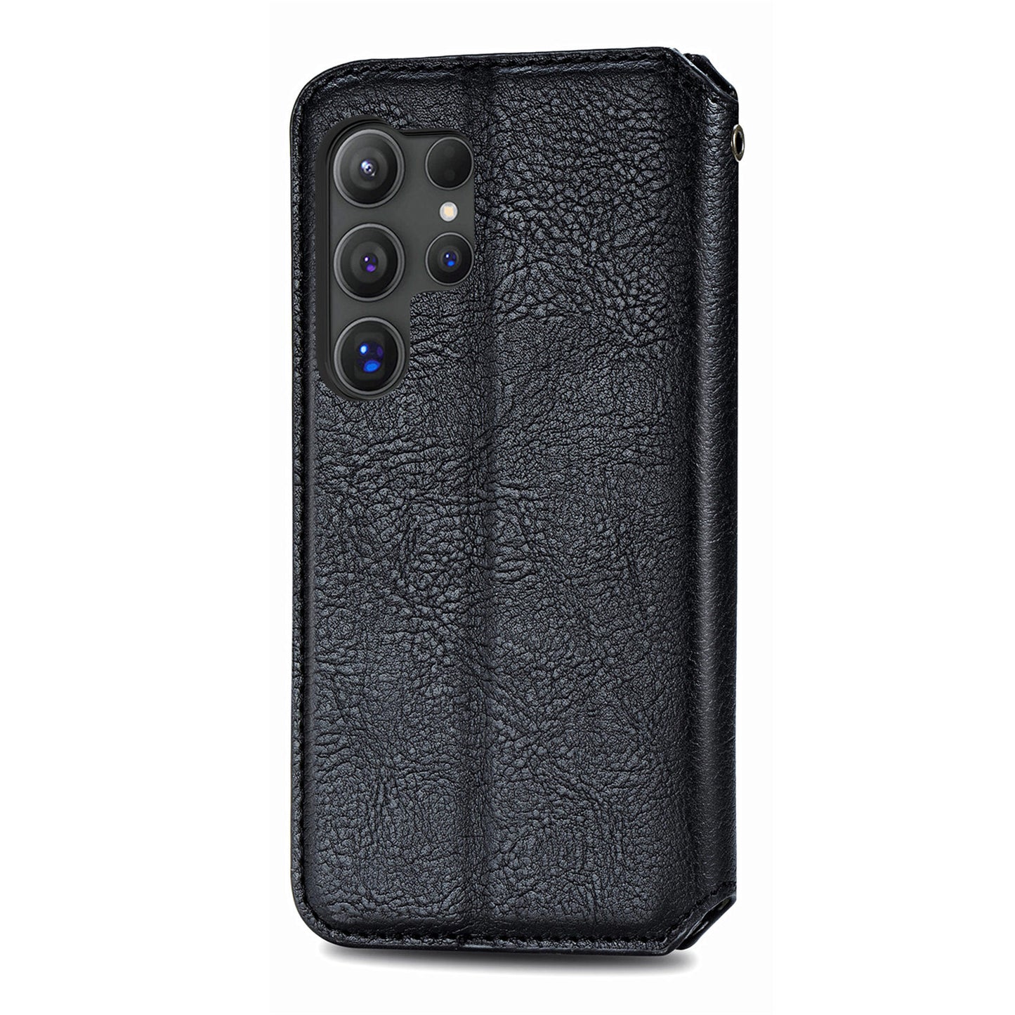 For Samsung Galaxy S24 Ultra Case Rhombus Pattern Wallet Stand Phone Cover - Black