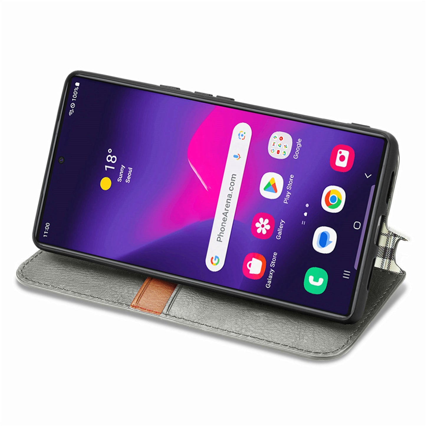 For Samsung Galaxy S24 Ultra Case Rhombus Pattern Wallet Stand Phone Cover - Grey