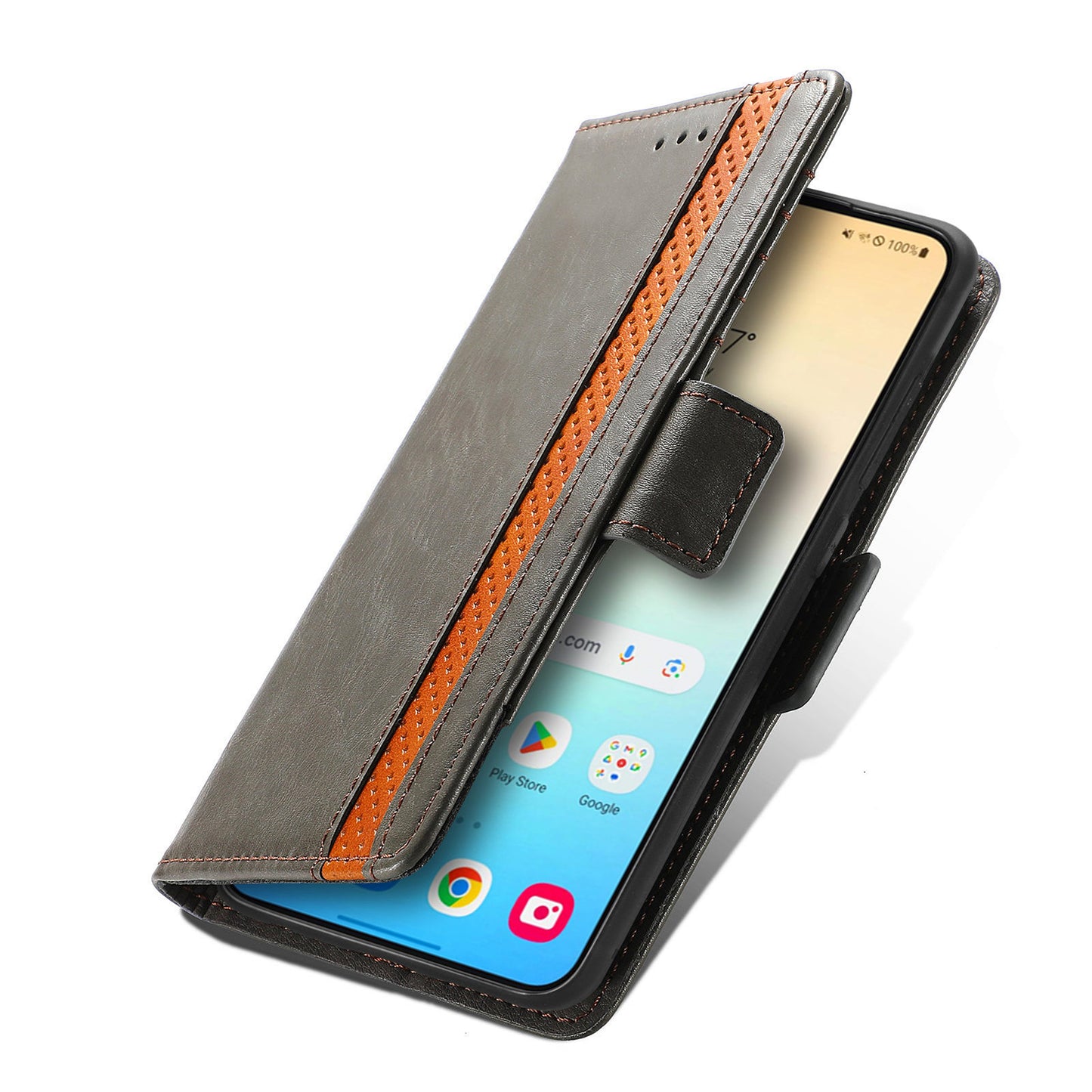 CASENEO 002 Series For Samsung Galaxy S24+ Case PU Leather Stand RFID Blocking Cover - Grey