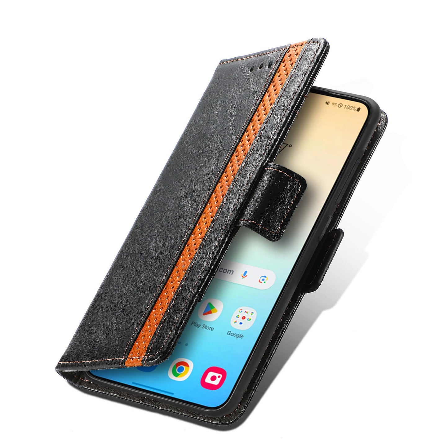 CASENEO 002 Series For Samsung Galaxy S24+ Case PU Leather Stand RFID Blocking Cover - Black
