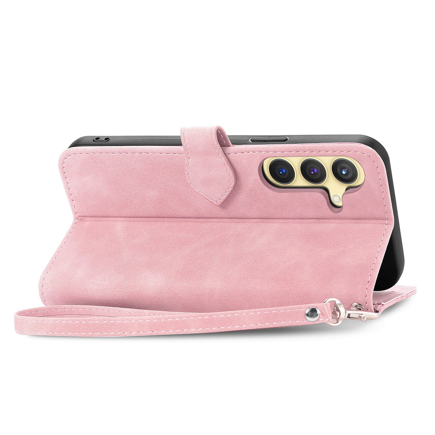 For Samsung Galaxy S24 Case Flower Imprinted Wallet Leather Phone Cover - Pink