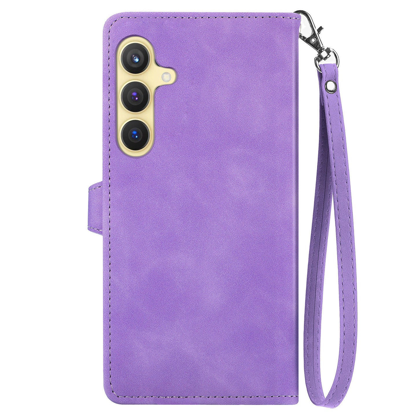 For Samsung Galaxy S24 Case Flower Imprinted Wallet Leather Phone Cover - Light Purple