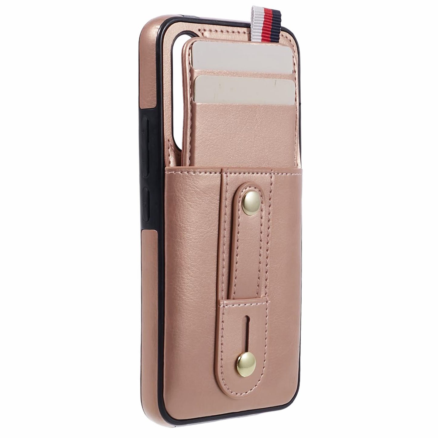 For Samsung Galaxy S24 Case Shockproof PU Leather Coated Kickstand Phone Shell - Rose Gold