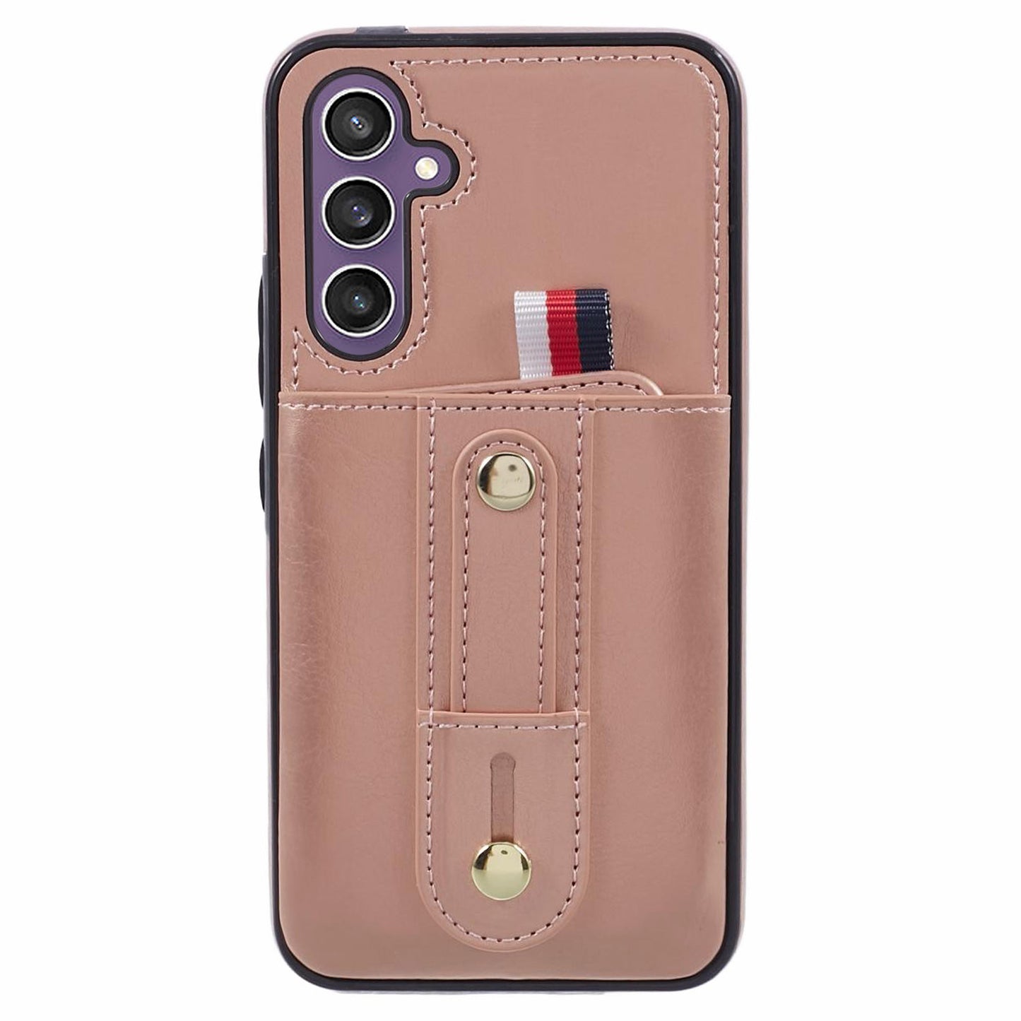 For Samsung Galaxy S24 Case Shockproof PU Leather Coated Kickstand Phone Shell - Rose Gold