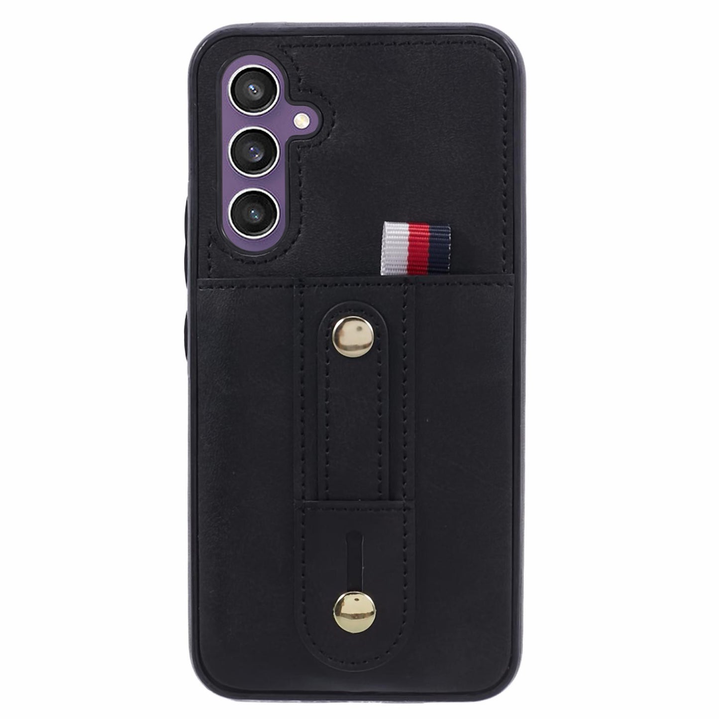 For Samsung Galaxy S24 Case Shockproof PU Leather Coated Kickstand Phone Shell - Black