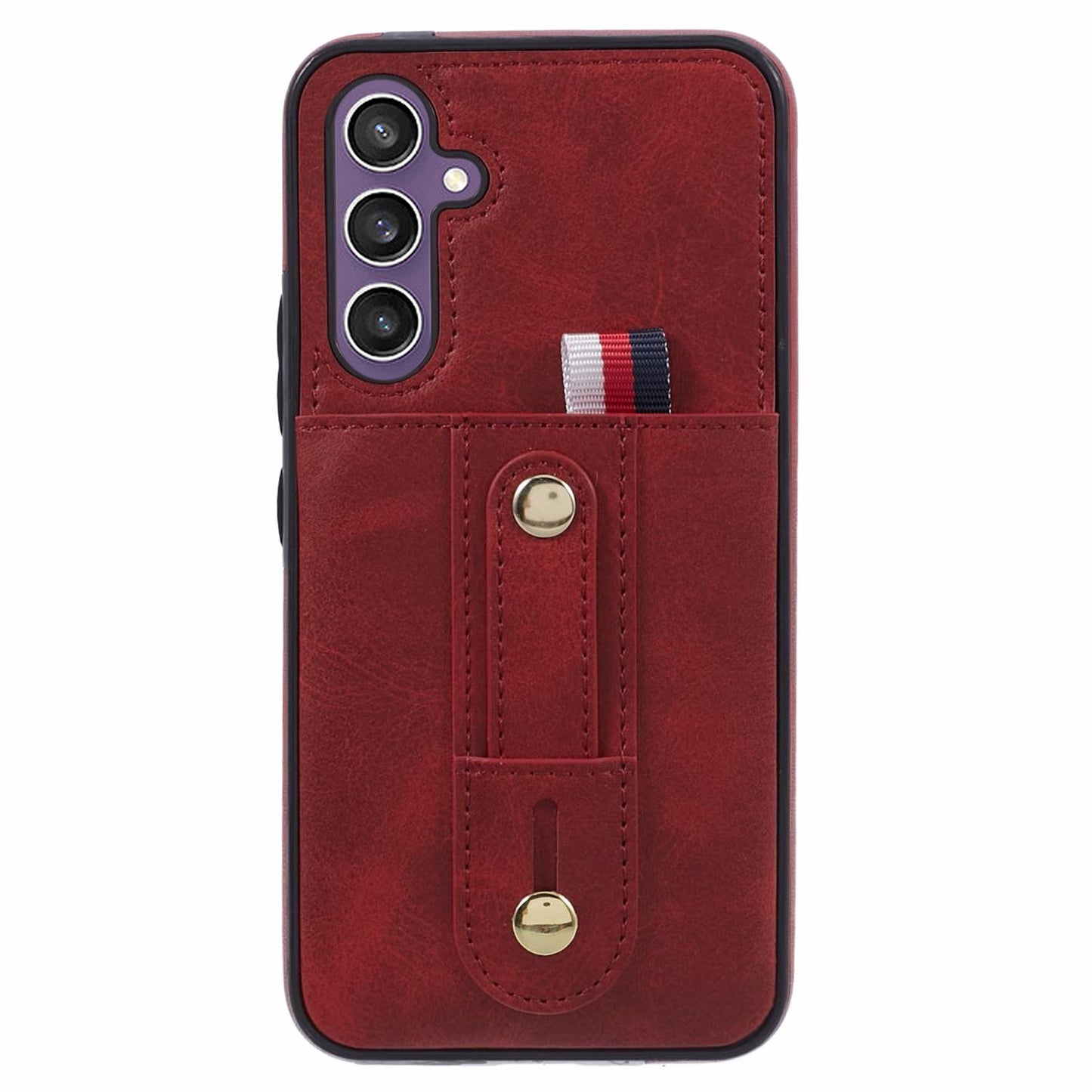 For Samsung Galaxy S24 Case Shockproof PU Leather Coated Kickstand Phone Shell - Red
