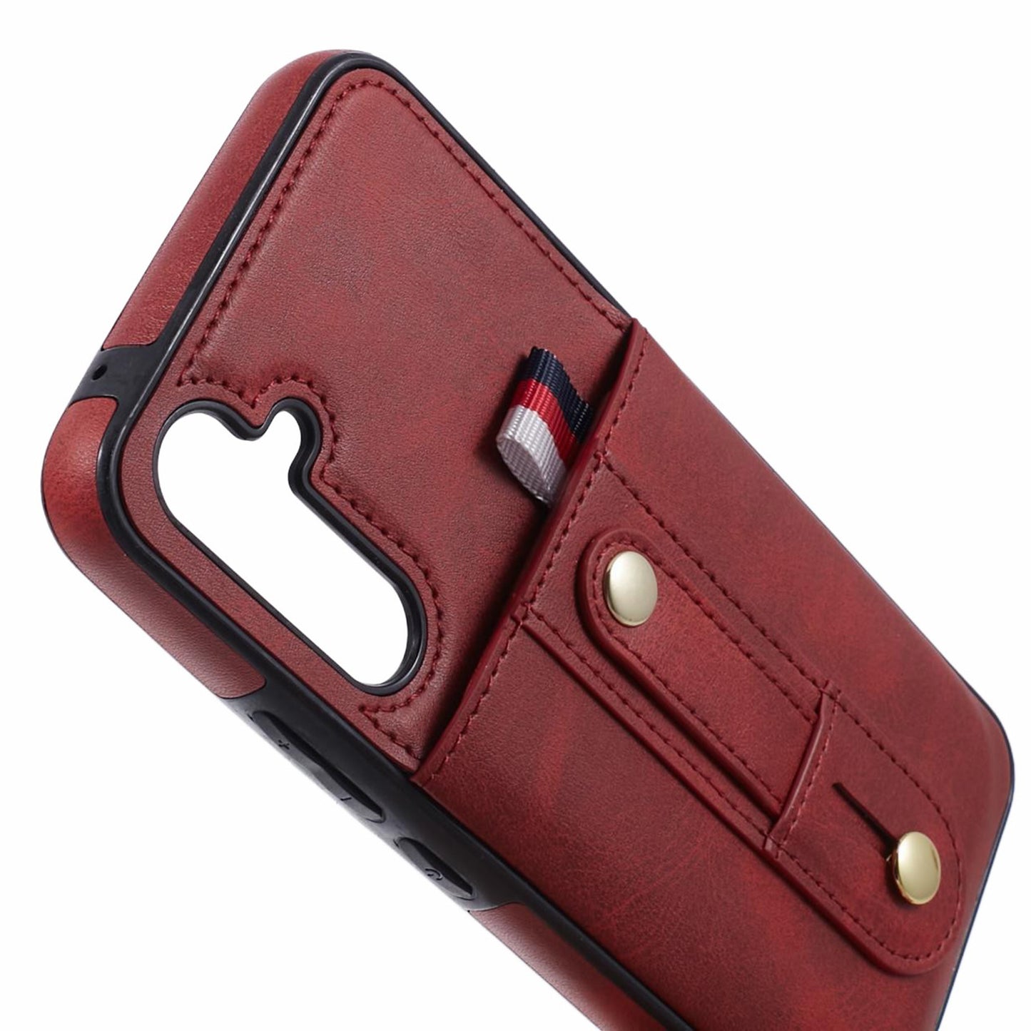 For Samsung Galaxy S24 Case Shockproof PU Leather Coated Kickstand Phone Shell - Red