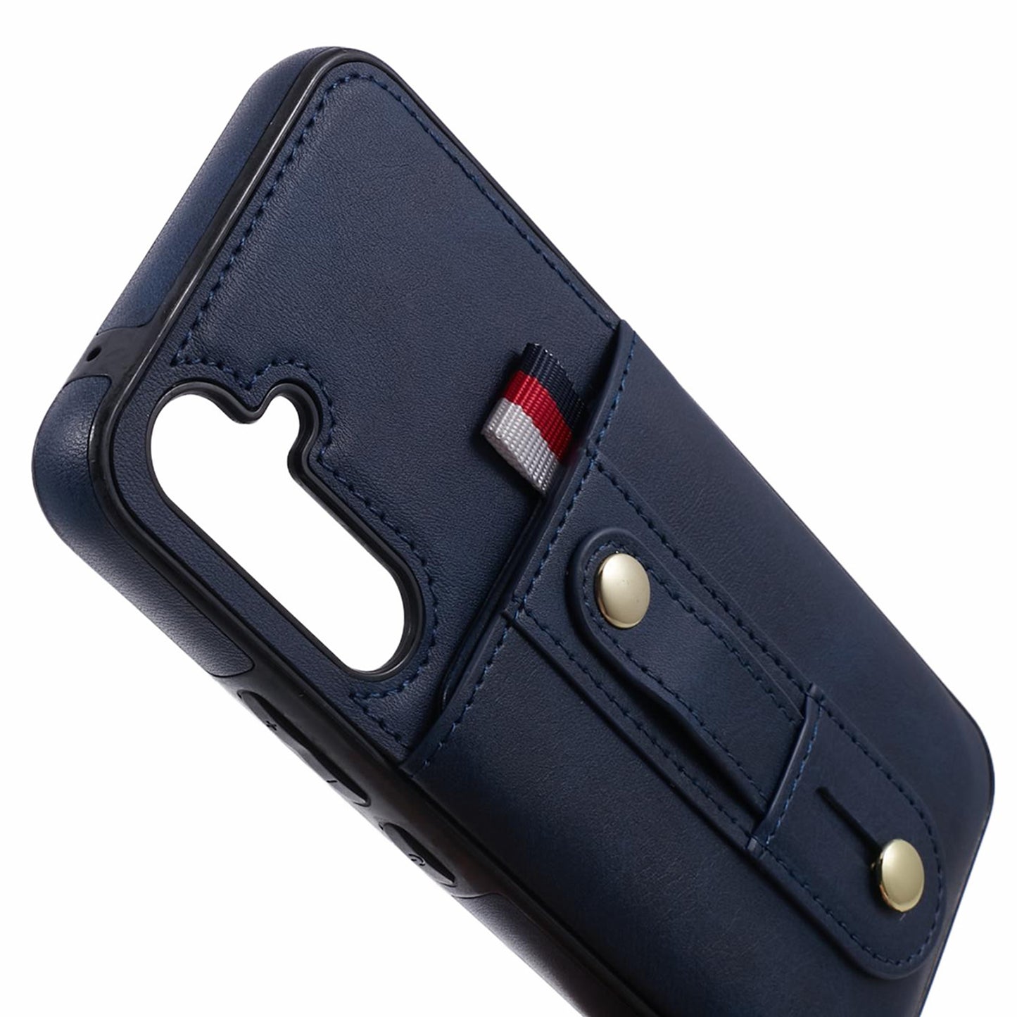 For Samsung Galaxy S24 Case Shockproof PU Leather Coated Kickstand Phone Shell - Blue