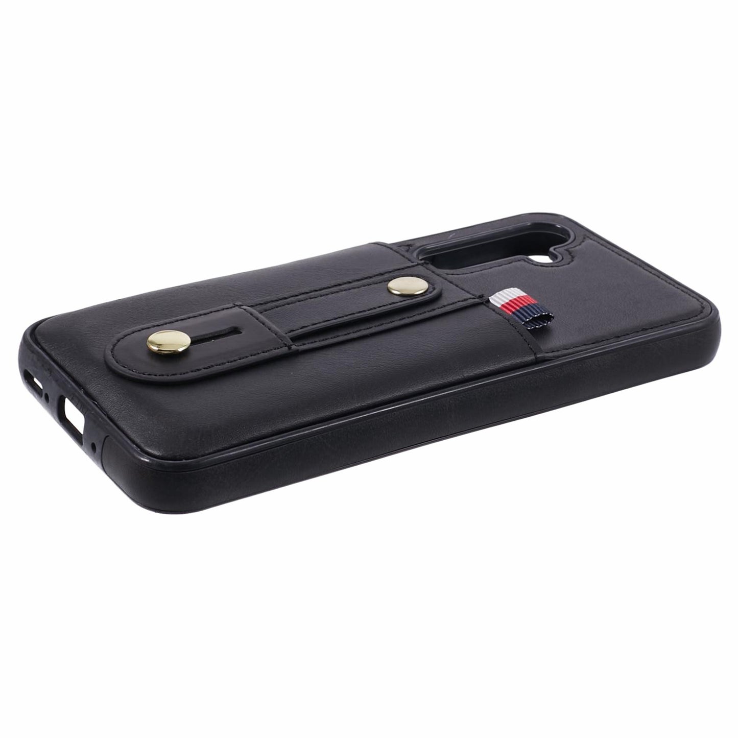 For Samsung Galaxy S24+ Case Retro PU Leather Coated TPU Back Cover with Card Slots - Black