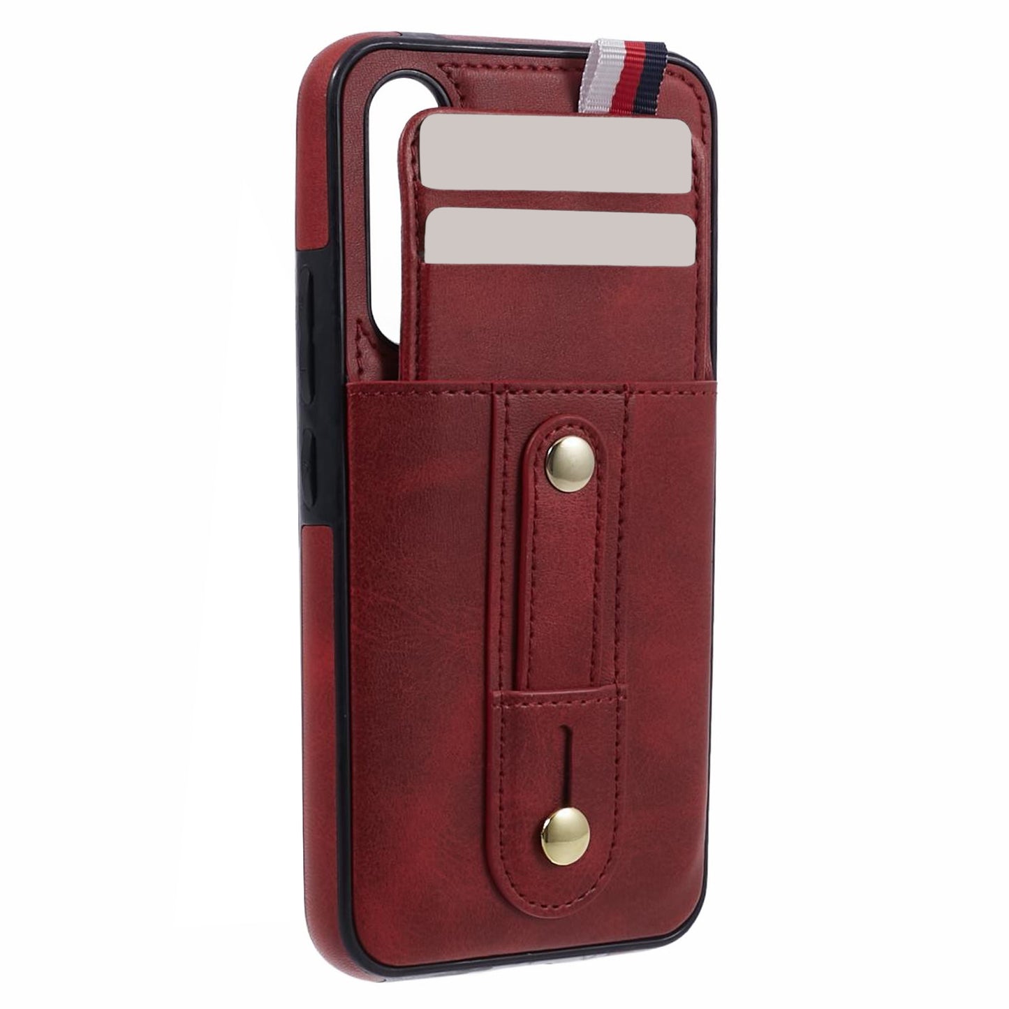 For Samsung Galaxy S24+ Case Retro PU Leather Coated TPU Back Cover with Card Slots - Red