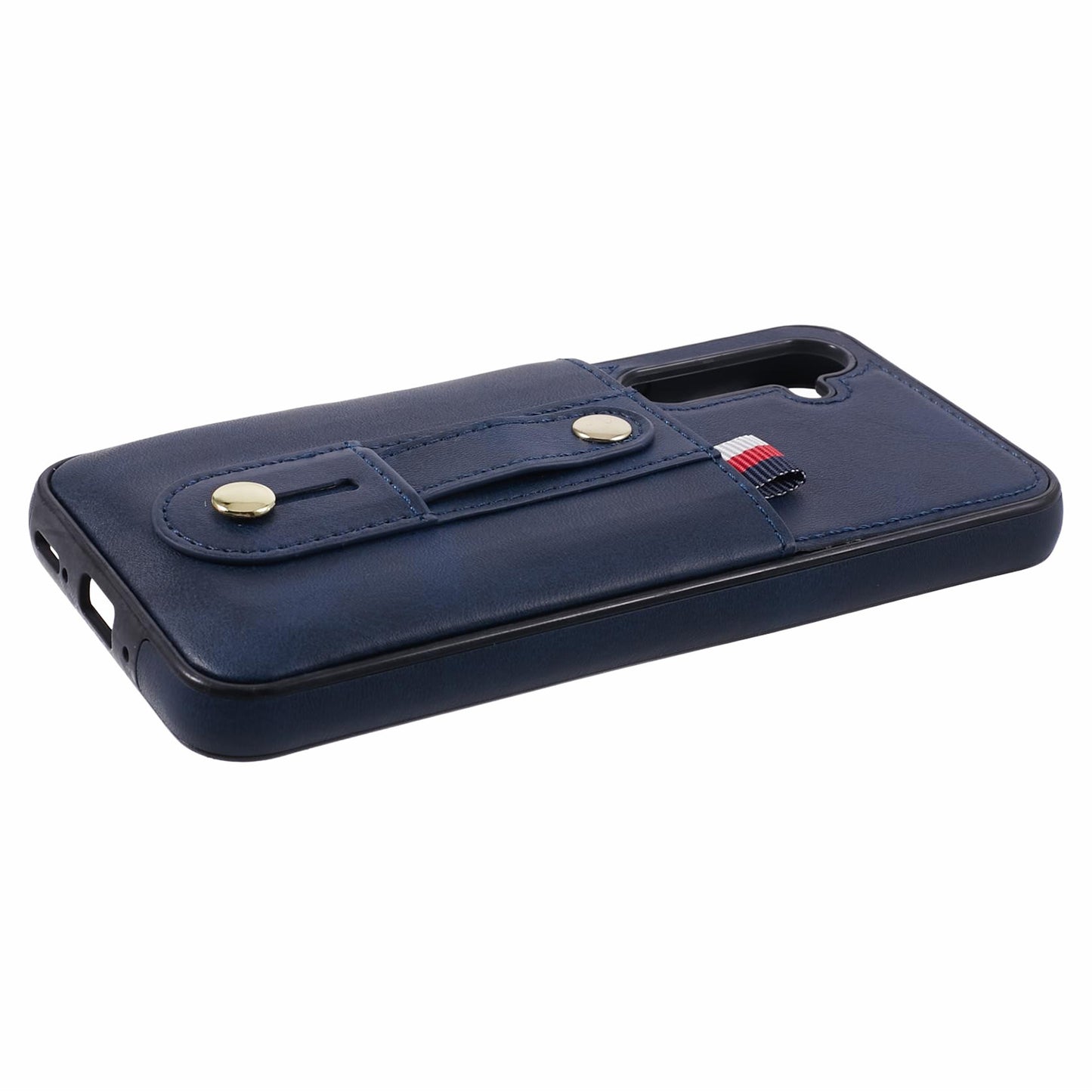 For Samsung Galaxy S24+ Case Retro PU Leather Coated TPU Back Cover with Card Slots - Blue