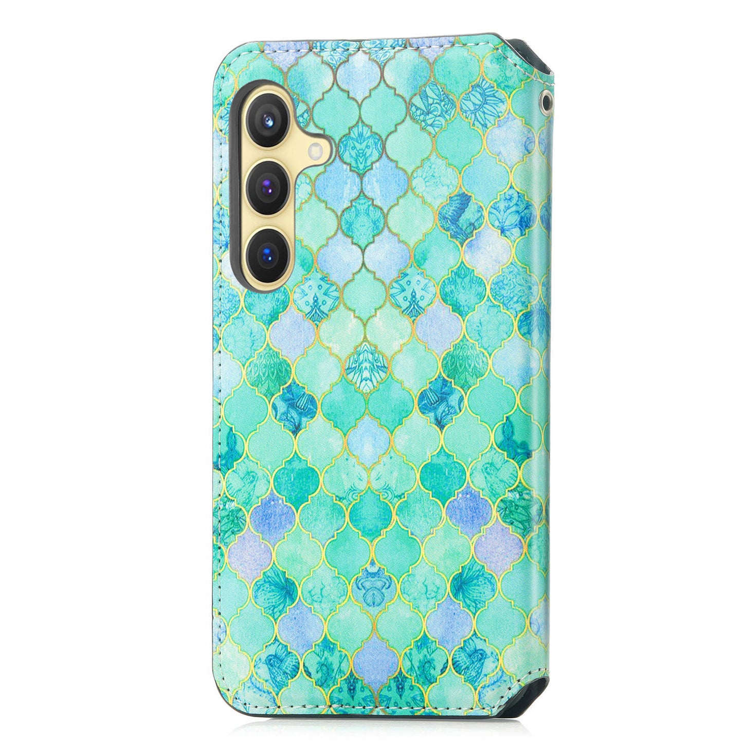 CASENEO 001 Series for Samsung Galaxy S24+ Leather Case RFID Blocking Phone Wallet Cover - Emerald