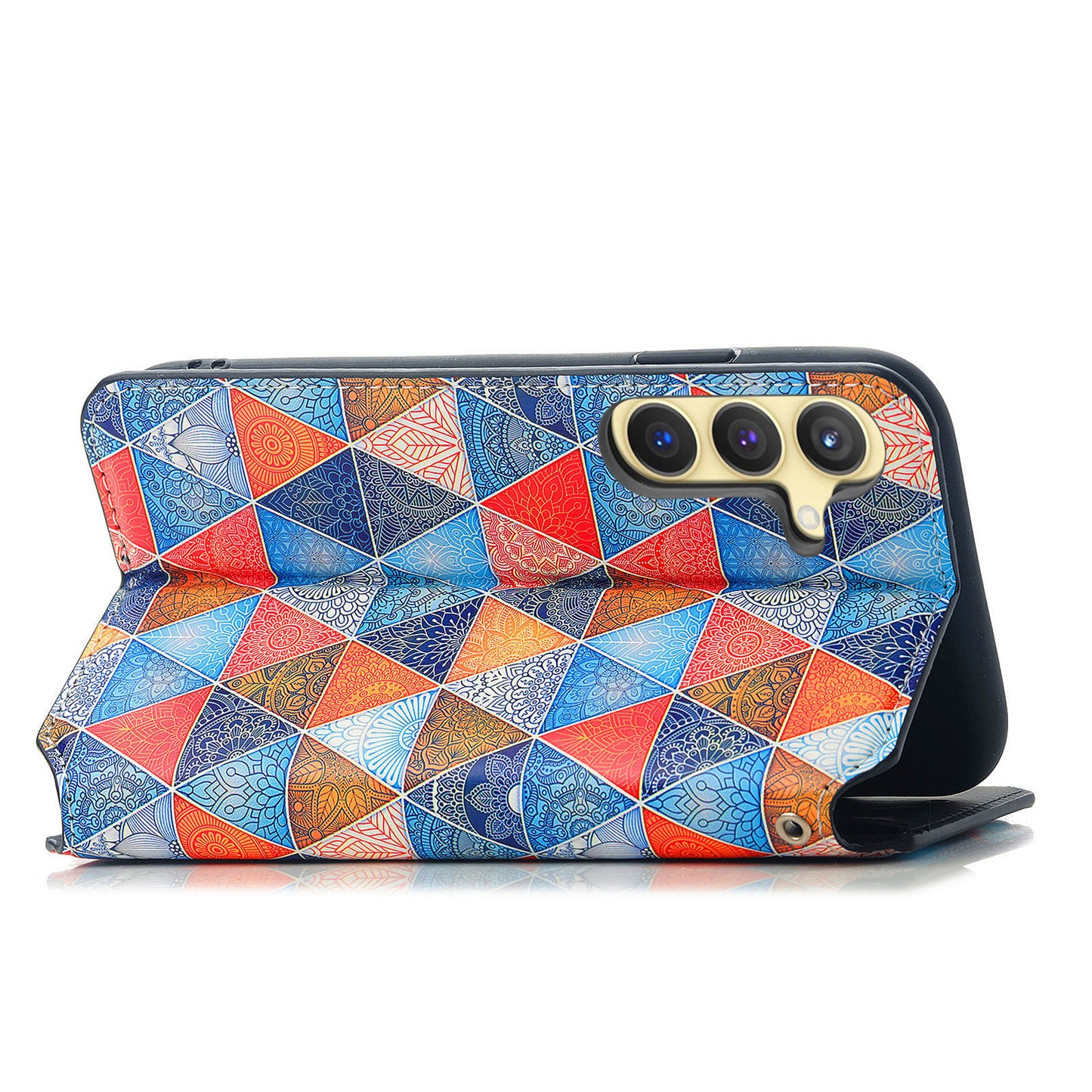 CASENEO 001 Series for Samsung Galaxy S24+ Leather Case RFID Blocking Phone Wallet Cover - Rhombus / Mandala