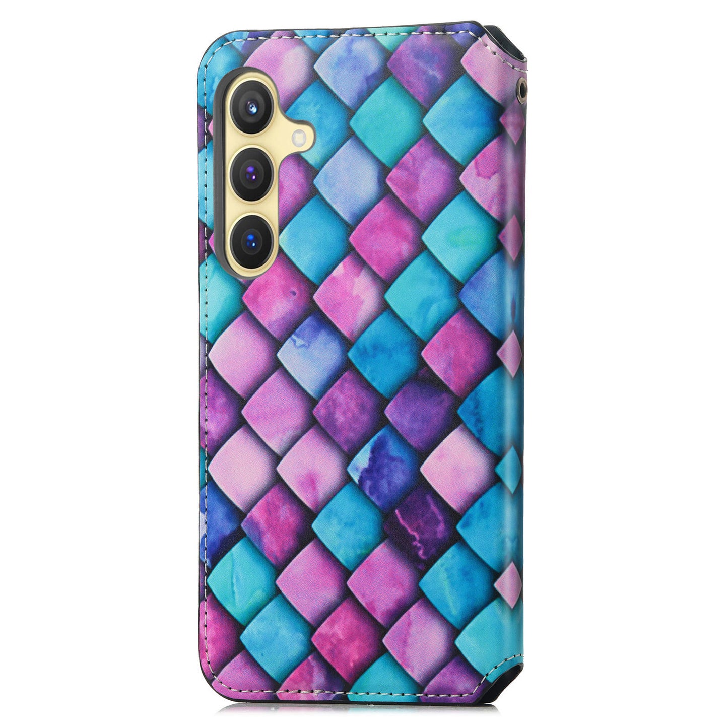 CASENEO 001 Series for Samsung Galaxy S24 Case RFID Blocking Wallet Pattern Phone Cover - Purple Scale