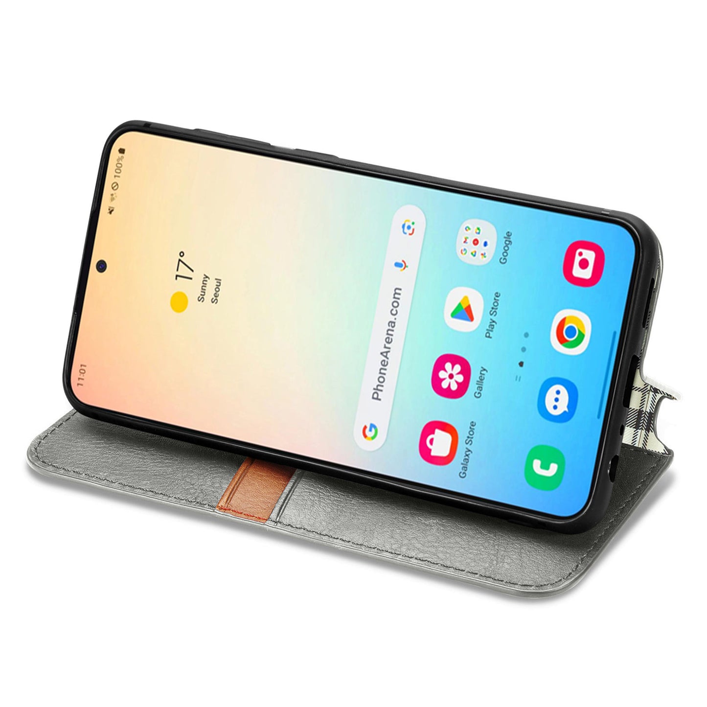 For Samsung Galaxy S24 Case Rhombus Pattern TPU + PU Leather Wallet Stand Cover - Grey