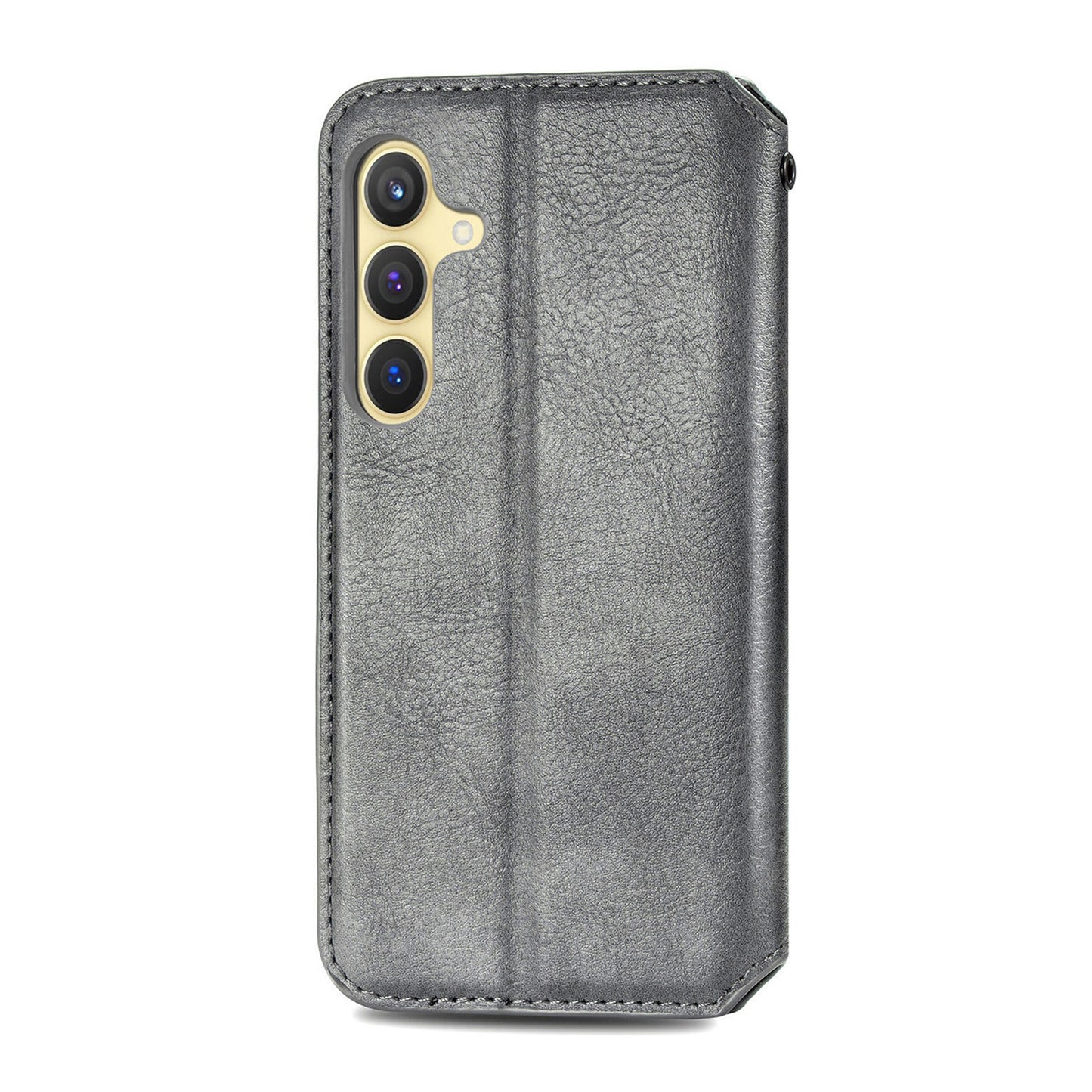 For Samsung Galaxy S24 Case Rhombus Pattern TPU + PU Leather Wallet Stand Cover - Grey
