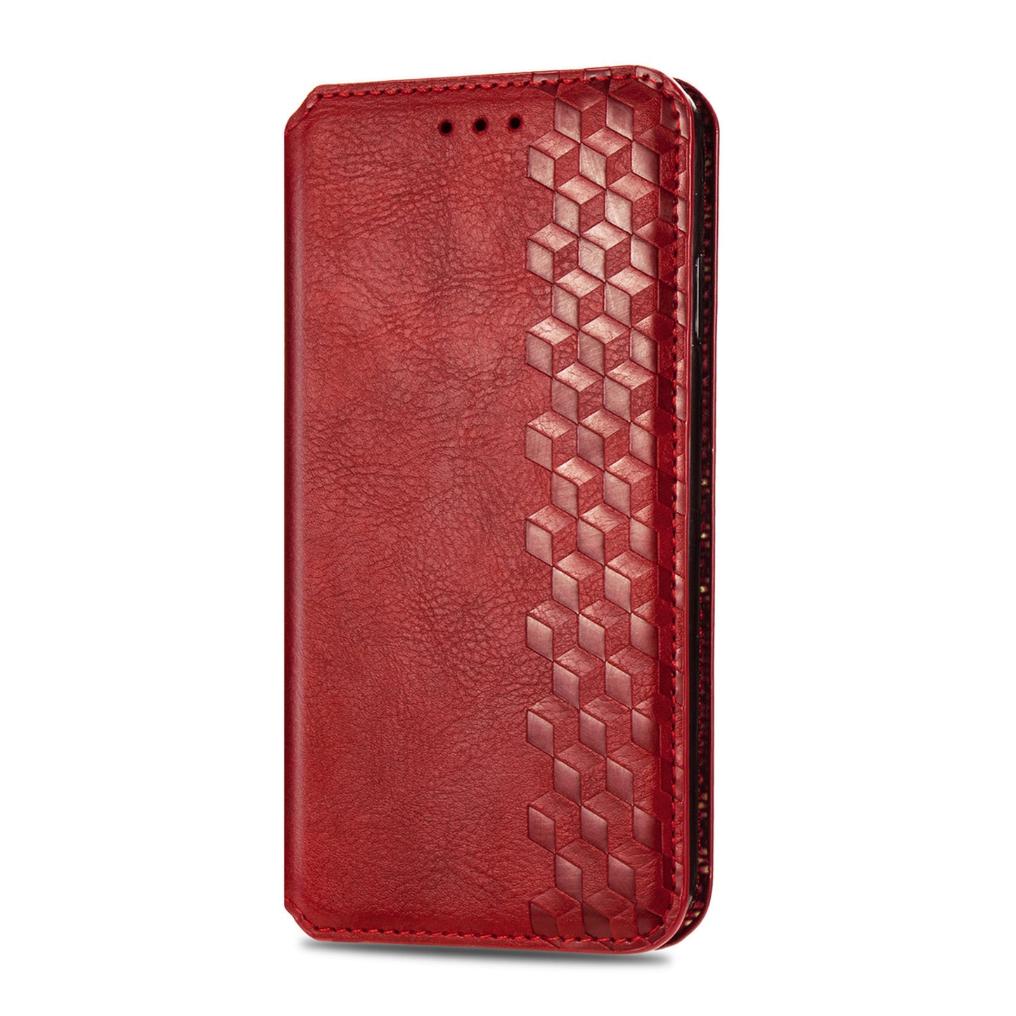 For Samsung Galaxy S24 Case Rhombus Pattern TPU + PU Leather Wallet Stand Cover - Red