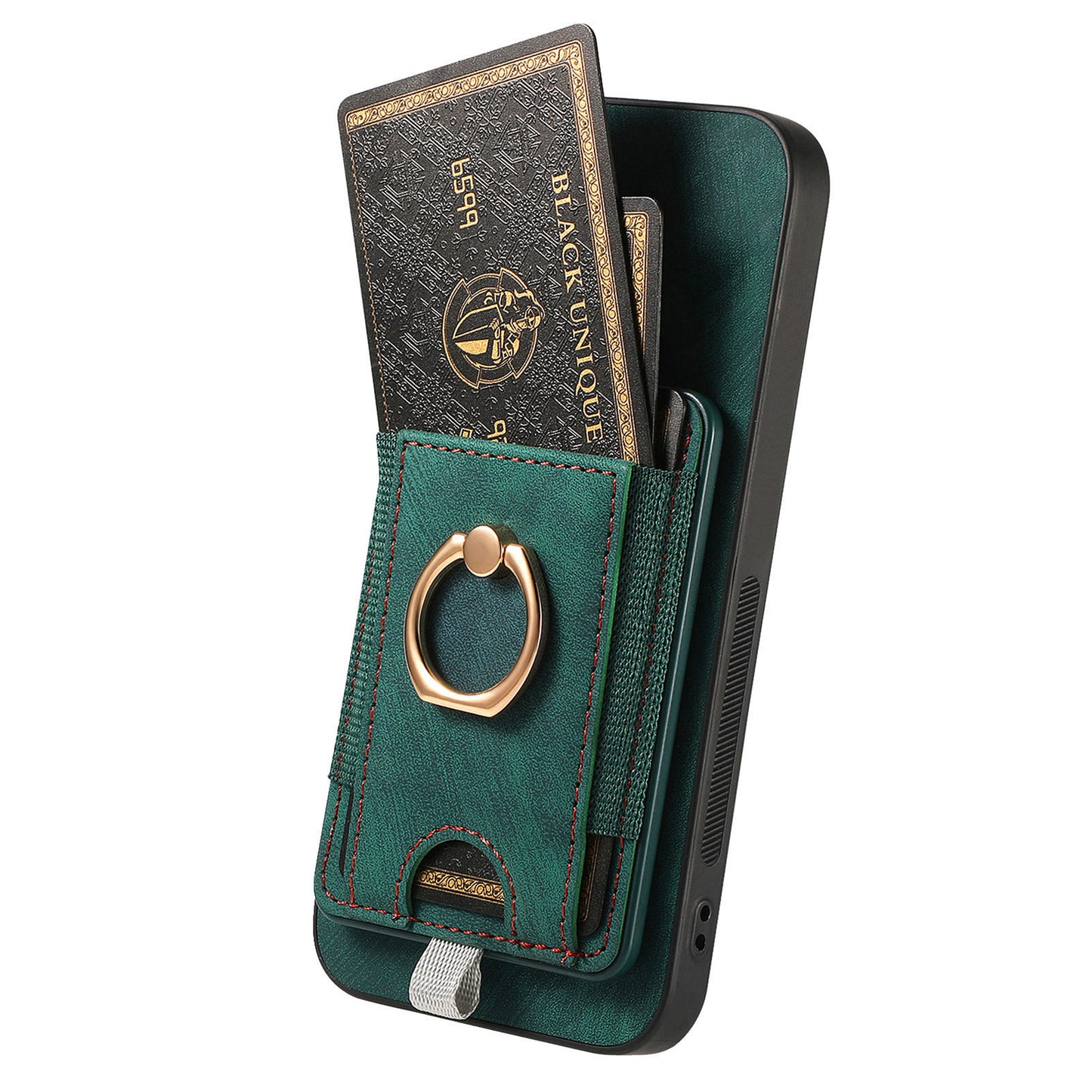 D7 For Samsung Galaxy S24+ Case Detachable Card Bag Phone Kickstand Cover - Green