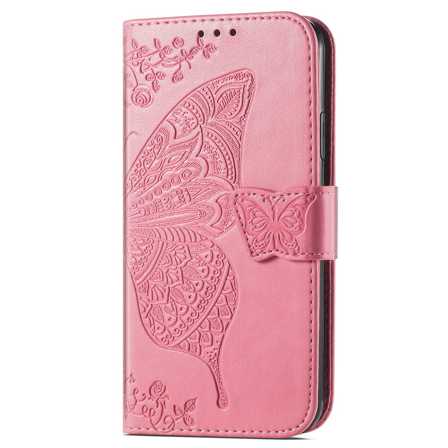 For Samsung Galaxy S24 Case Butterfly Pattern Leather Wallet Cover - Pink