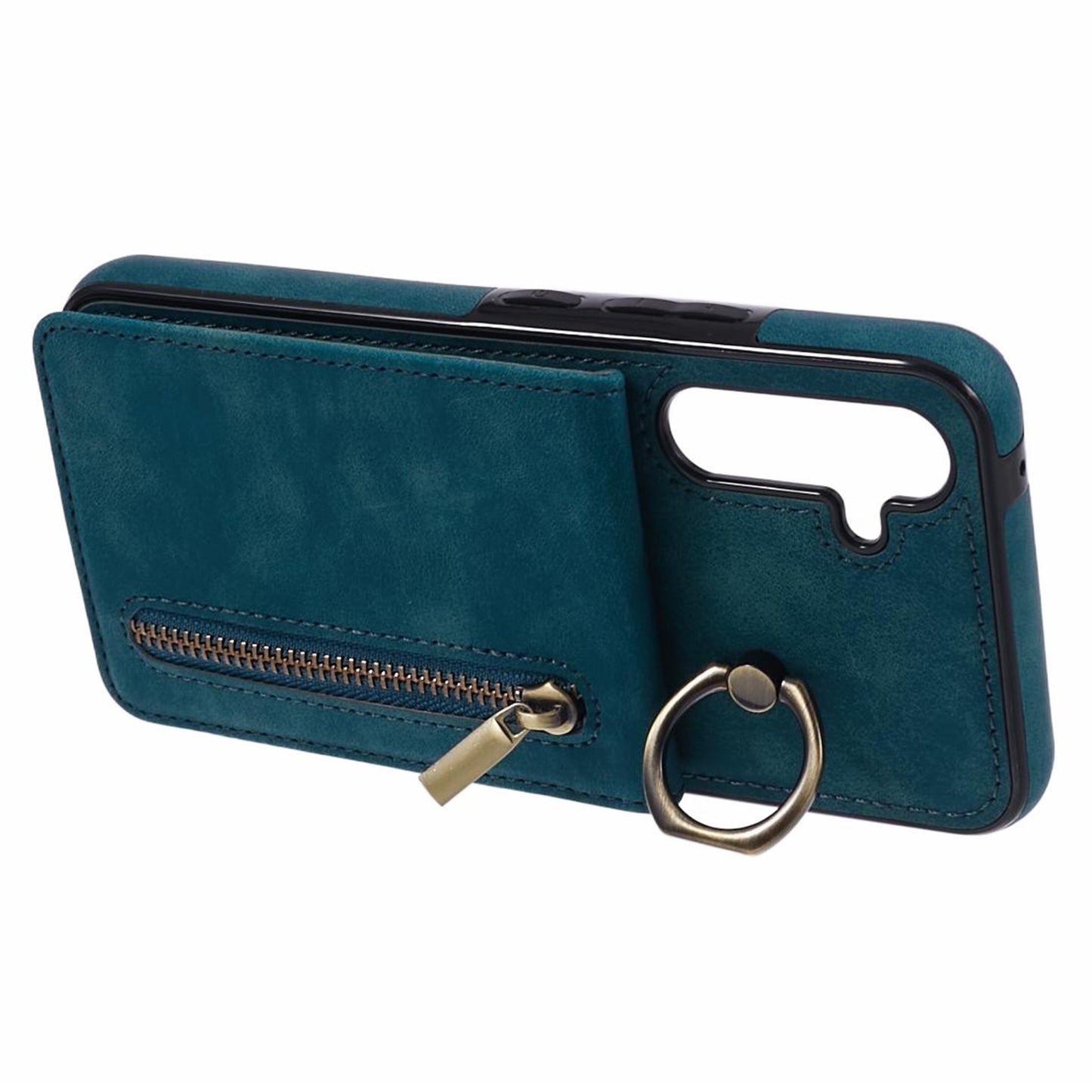 For Samsung Galaxy S24 Case Wallet Retro PU+TPU Kickstand Anti-drop Phone Cover - Blue