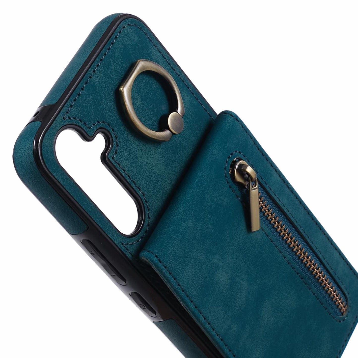 For Samsung Galaxy S24 Case Wallet Retro PU+TPU Kickstand Anti-drop Phone Cover - Blue