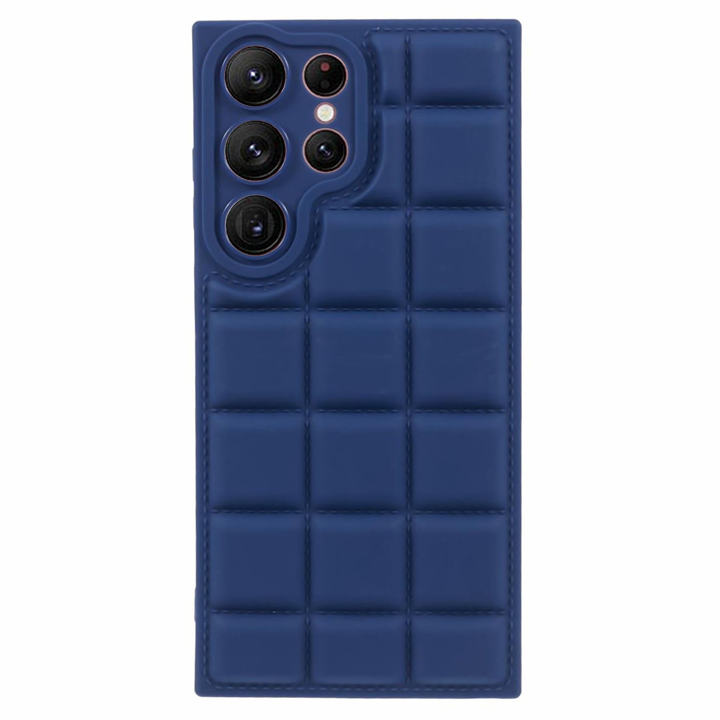 For Samsung Galaxy S24 Ultra Case Grid Down Jacket Texture Smart Phone Cover - Dark Blue