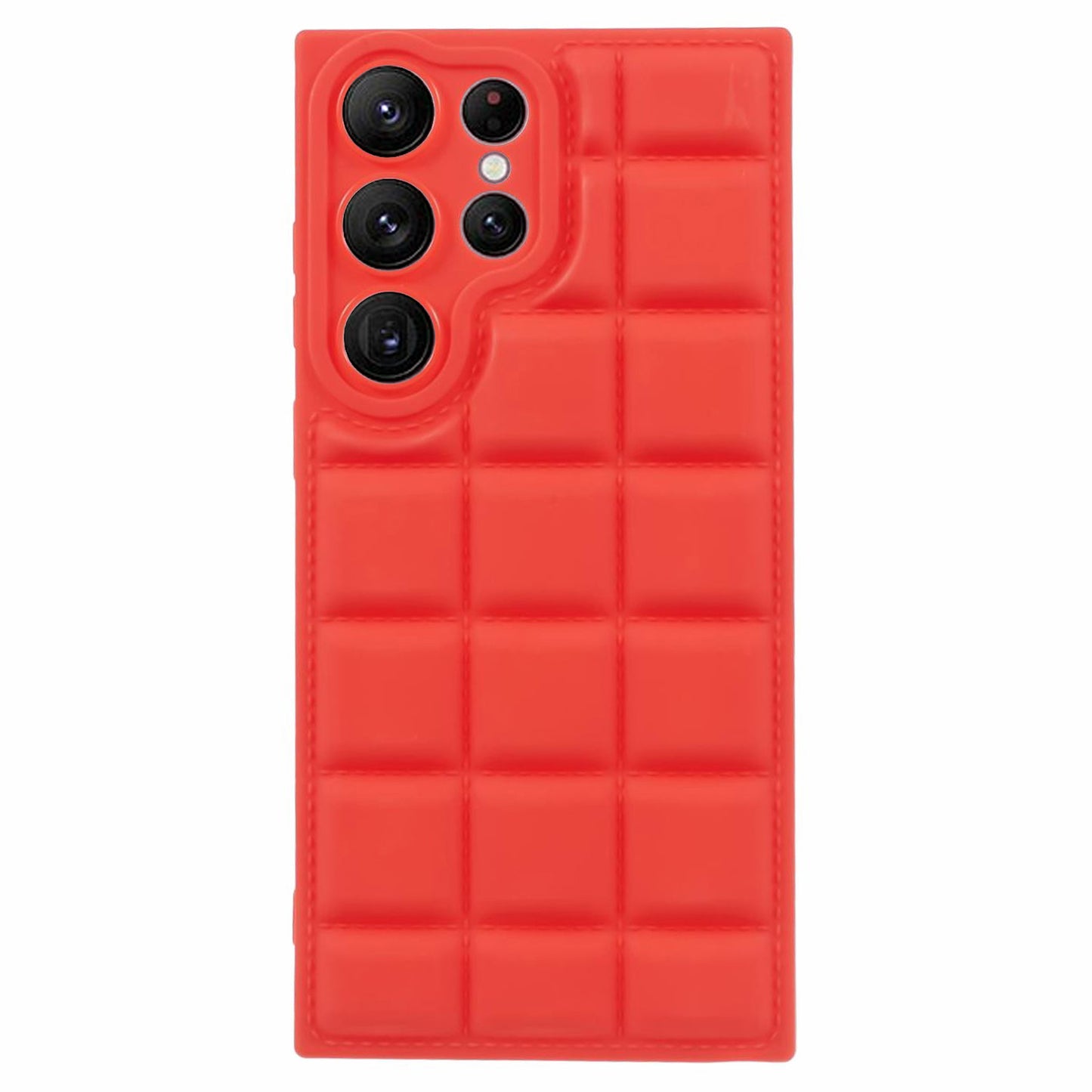 For Samsung Galaxy S24 Ultra Case Grid Down Jacket Texture Smart Phone Cover - Red