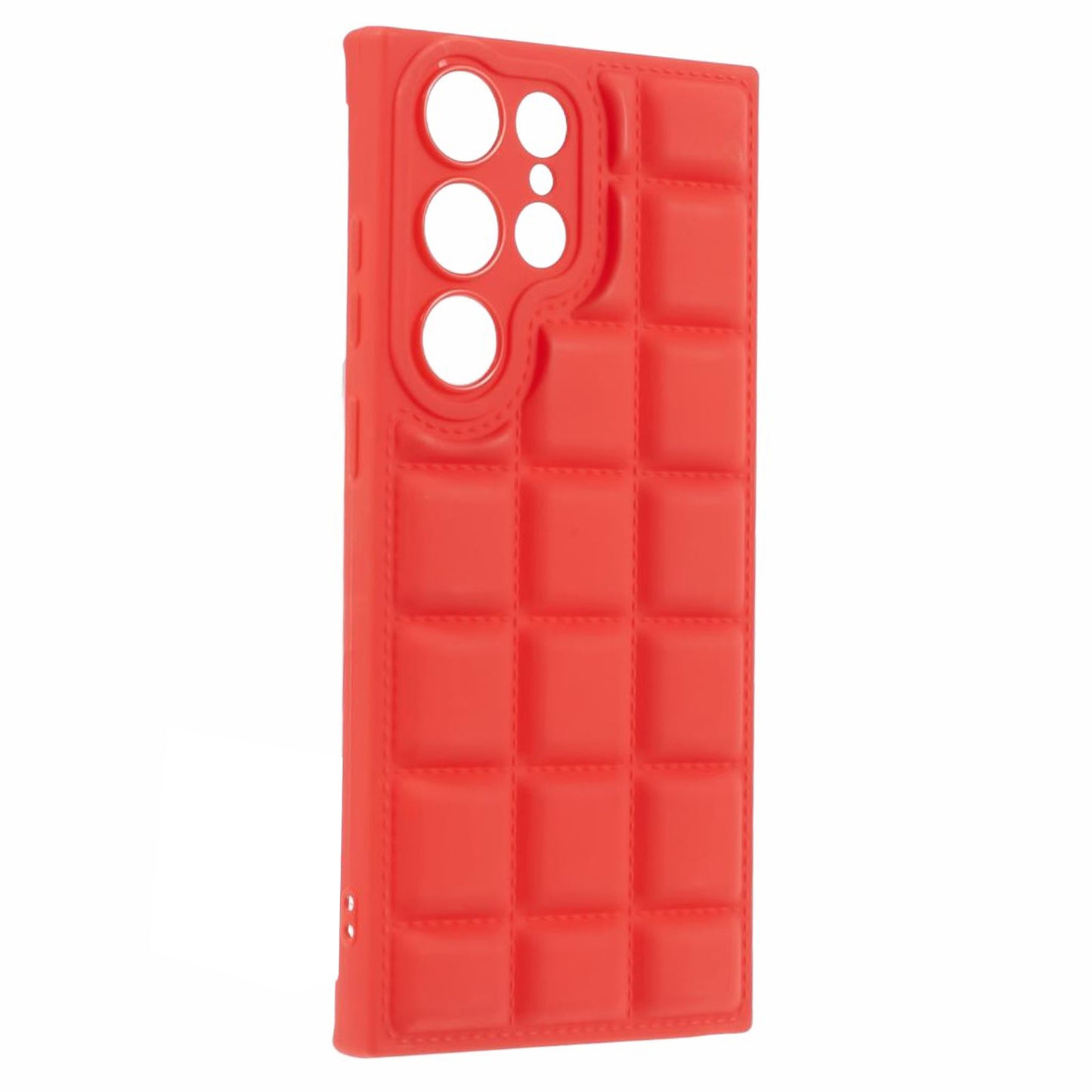 For Samsung Galaxy S24 Ultra Case Grid Down Jacket Texture Smart Phone Cover - Red