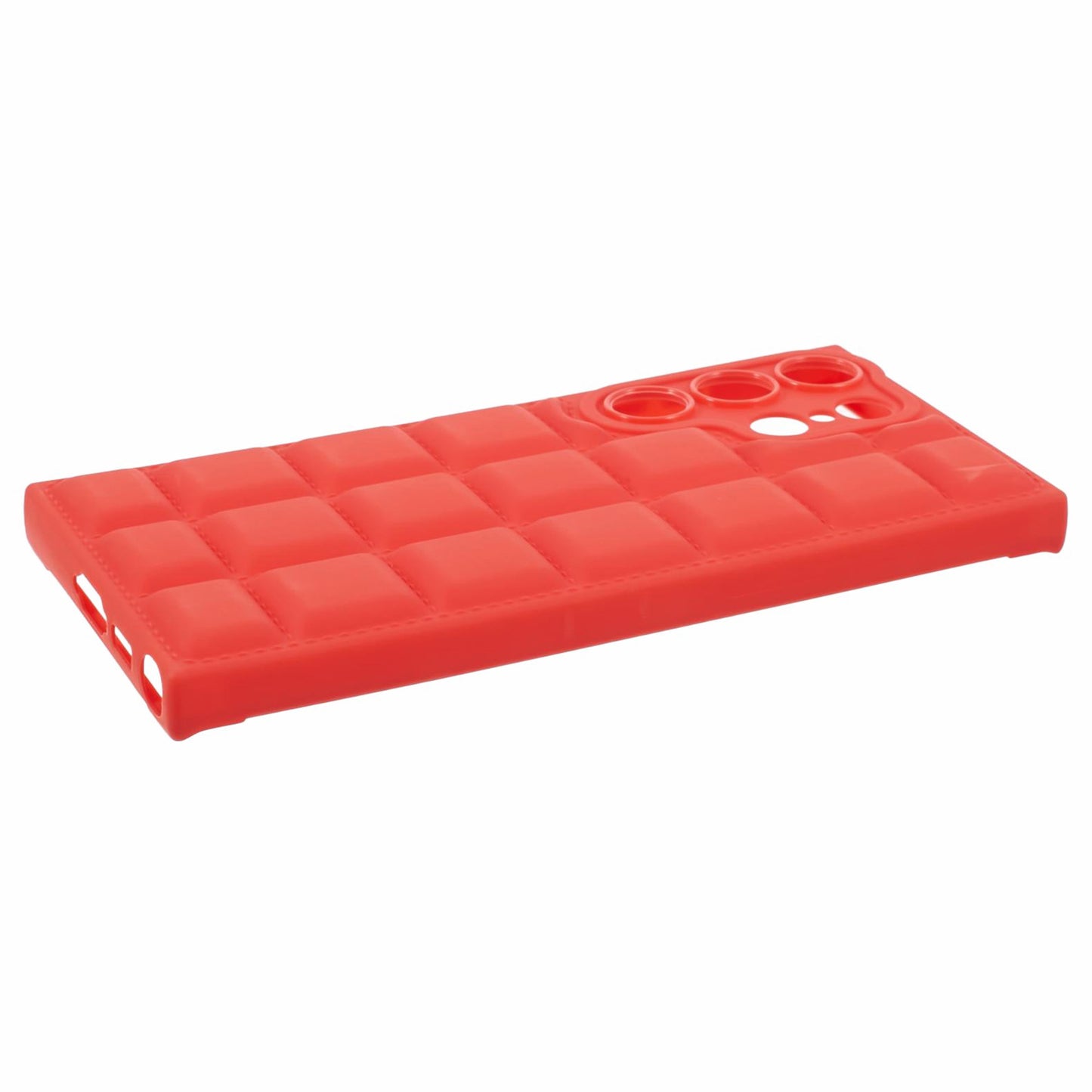 For Samsung Galaxy S24 Ultra Case Grid Down Jacket Texture Smart Phone Cover - Red