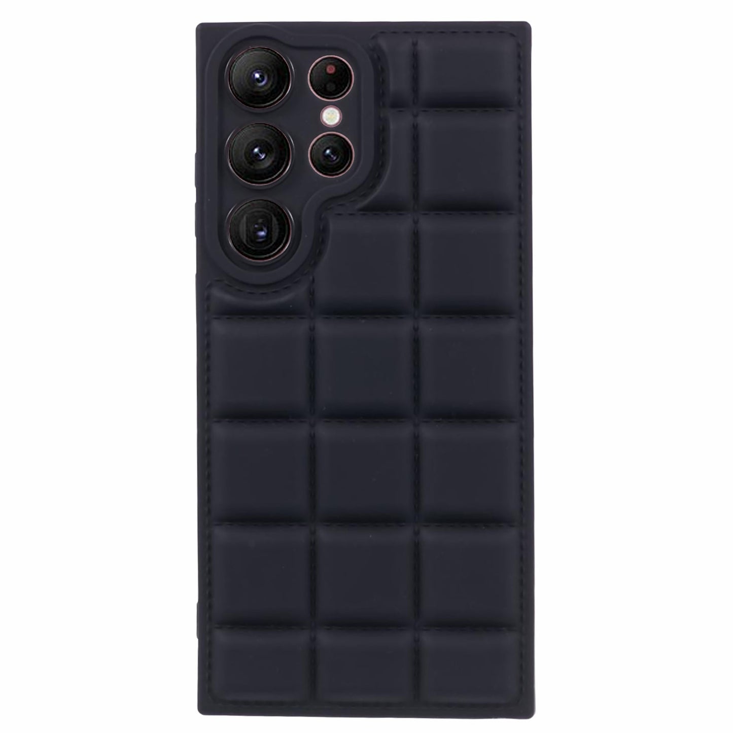 For Samsung Galaxy S24 Ultra Case Grid Down Jacket Texture Smart Phone Cover - Black
