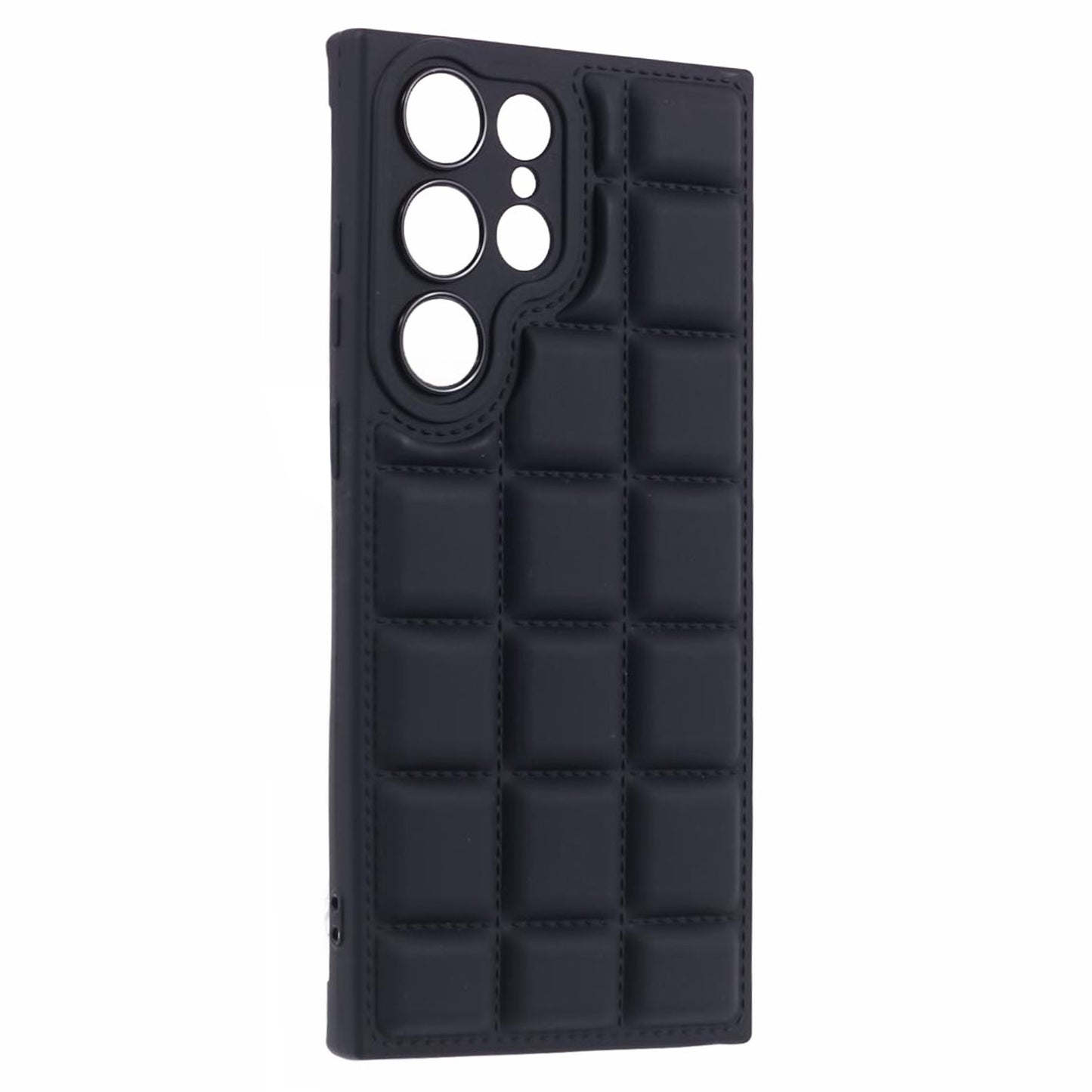 For Samsung Galaxy S24 Ultra Case Grid Down Jacket Texture Smart Phone Cover - Black
