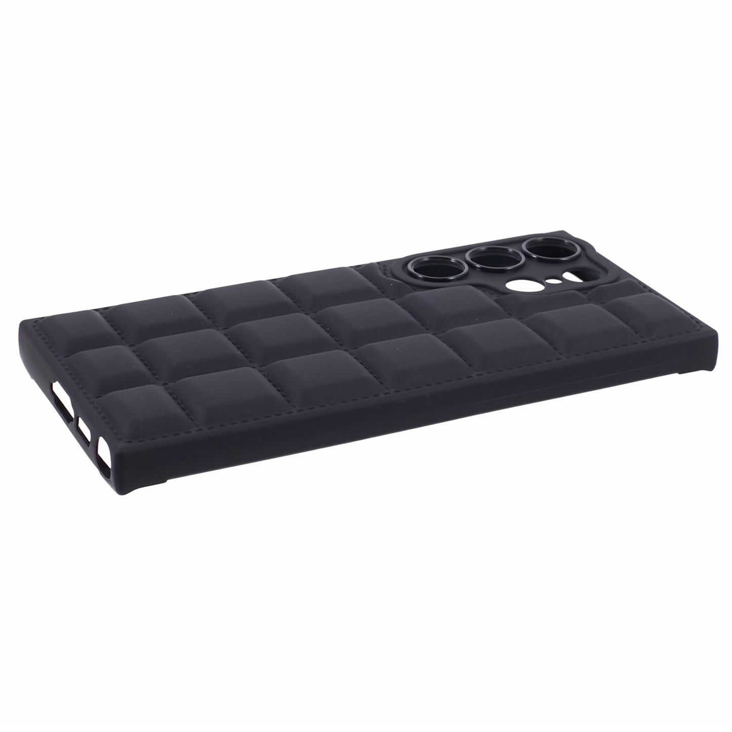 For Samsung Galaxy S24 Ultra Case Grid Down Jacket Texture Smart Phone Cover - Black