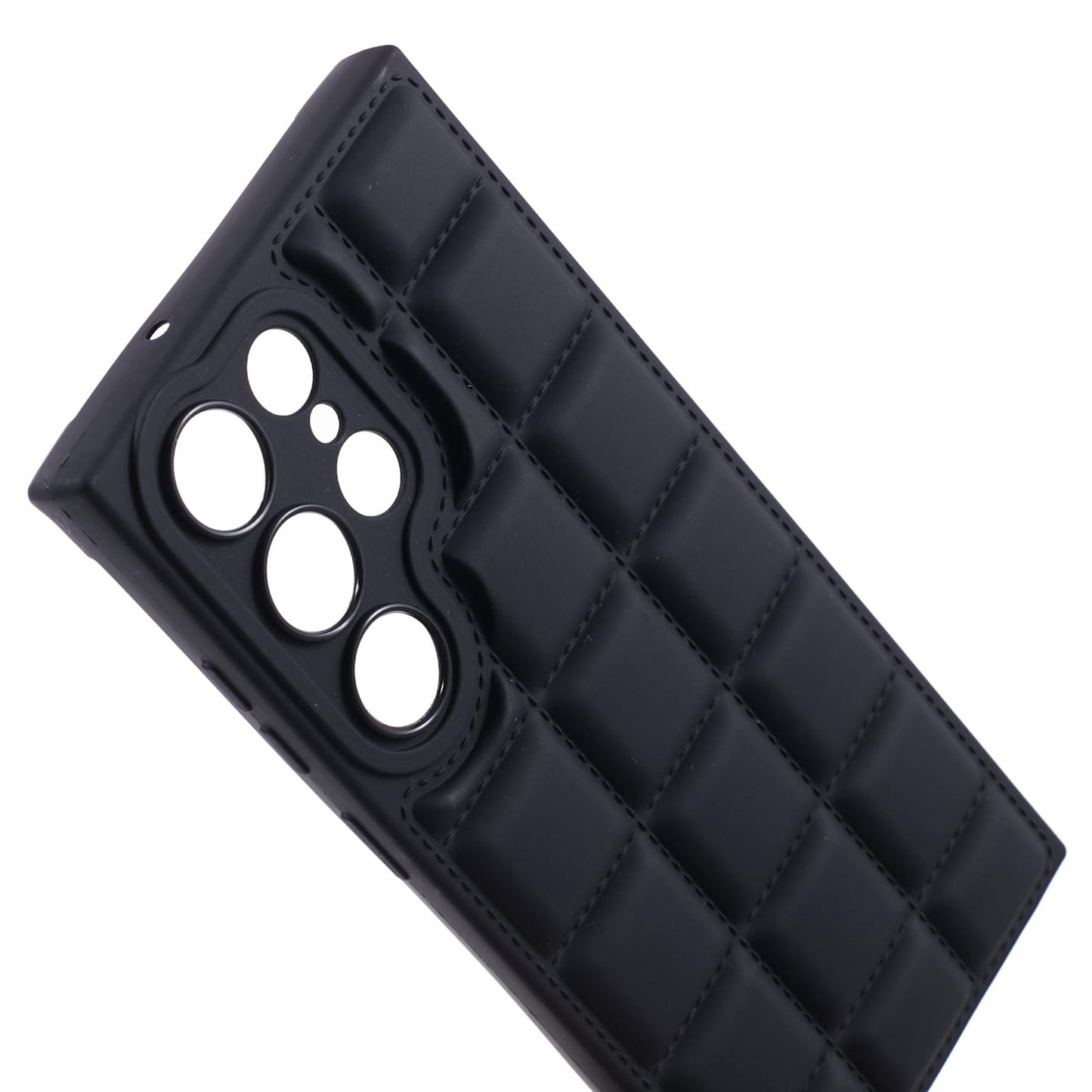 For Samsung Galaxy S24 Ultra Case Grid Down Jacket Texture Smart Phone Cover - Black