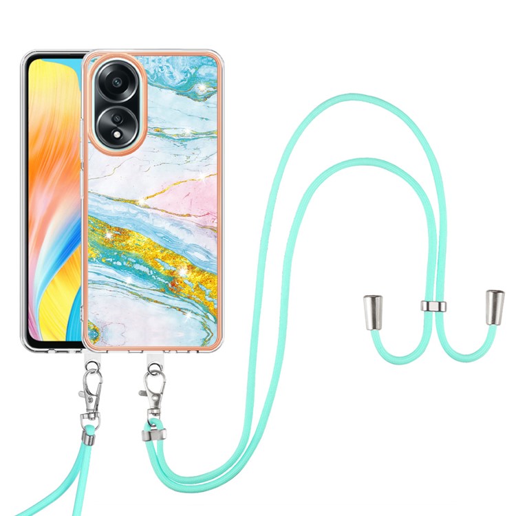 YB IMD Series-9 For Oppo A58 4G Phone Cover Electroplating Marble Pattern IMD TPU Case - Green 004