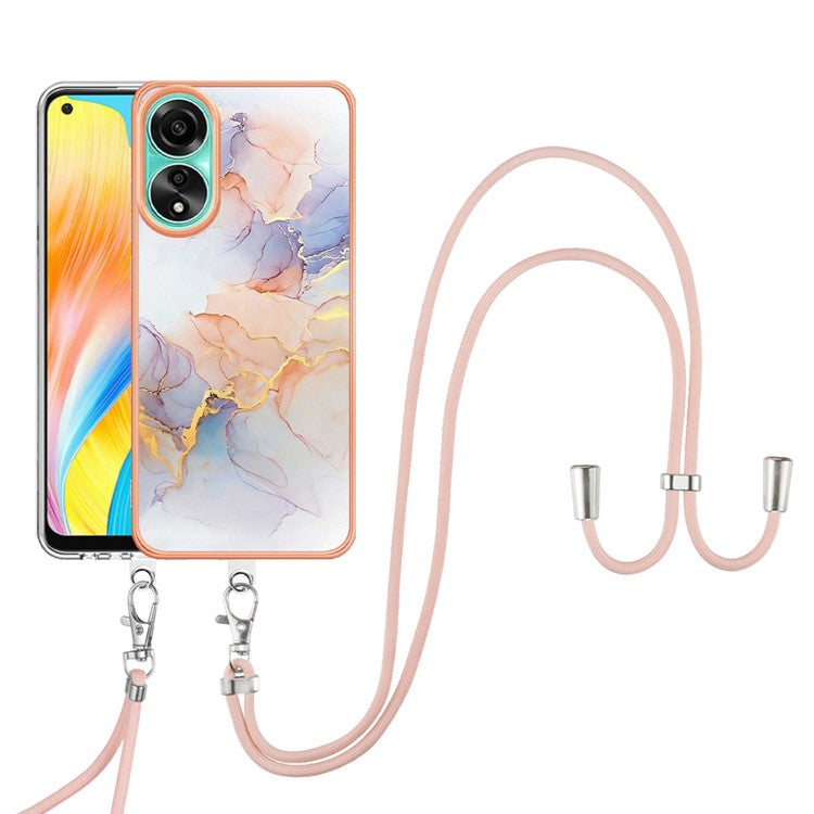 YB IMD Series-4 For Oppo A78 4G TPU Case Marble Flower Pattern Phone Cover - Milky Way Marble White