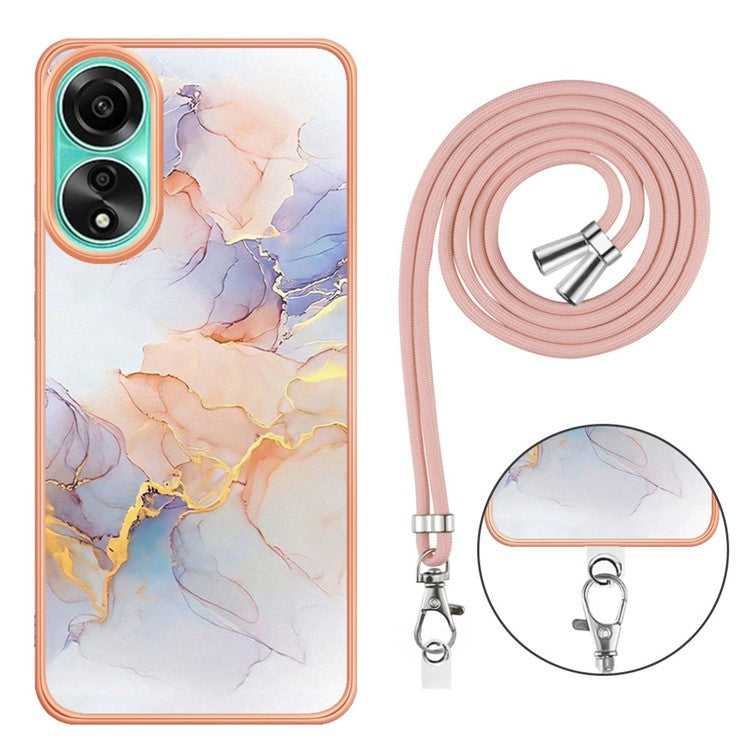 YB IMD Series-4 For Oppo A78 4G TPU Case Marble Flower Pattern Phone Cover - Milky Way Marble White
