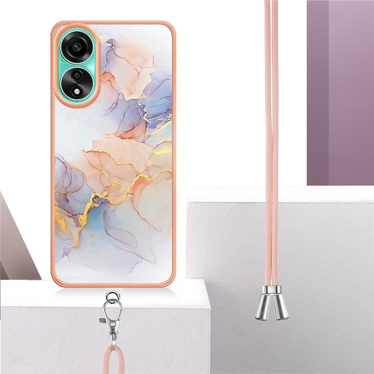 YB IMD Series-4 For Oppo A78 4G TPU Case Marble Flower Pattern Phone Cover - Milky Way Marble White
