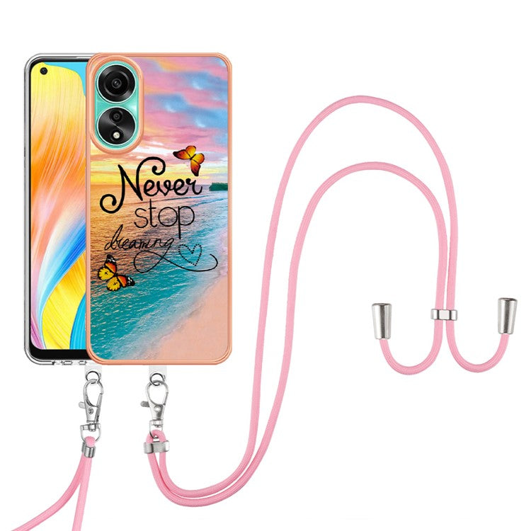 YB IMD Series-4 For Oppo A78 4G TPU Case Marble Flower Pattern Phone Cover - Never Stop Dreaming