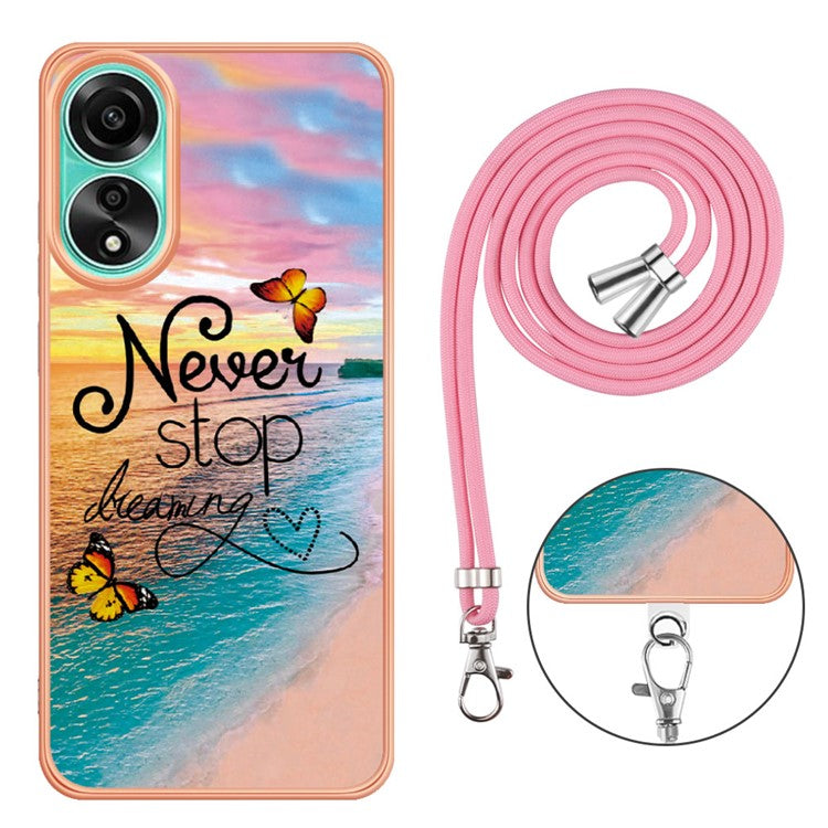 YB IMD Series-4 For Oppo A78 4G TPU Case Marble Flower Pattern Phone Cover - Never Stop Dreaming