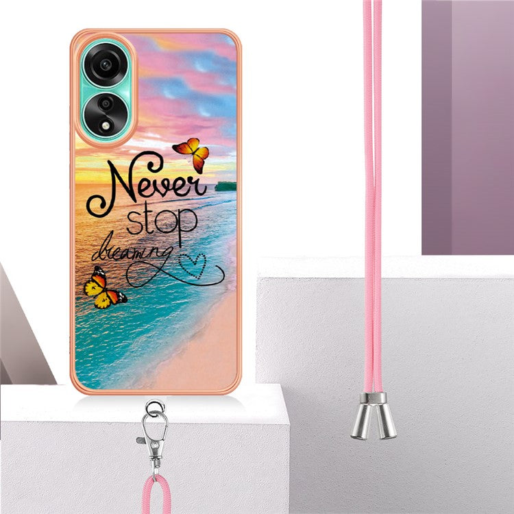 YB IMD Series-4 For Oppo A78 4G TPU Case Marble Flower Pattern Phone Cover - Never Stop Dreaming