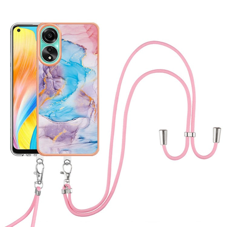 YB IMD Series-4 For Oppo A78 4G TPU Case Marble Flower Pattern Phone Cover - Milky Way Marble Blue