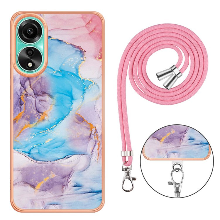 YB IMD Series-4 For Oppo A78 4G TPU Case Marble Flower Pattern Phone Cover - Milky Way Marble Blue