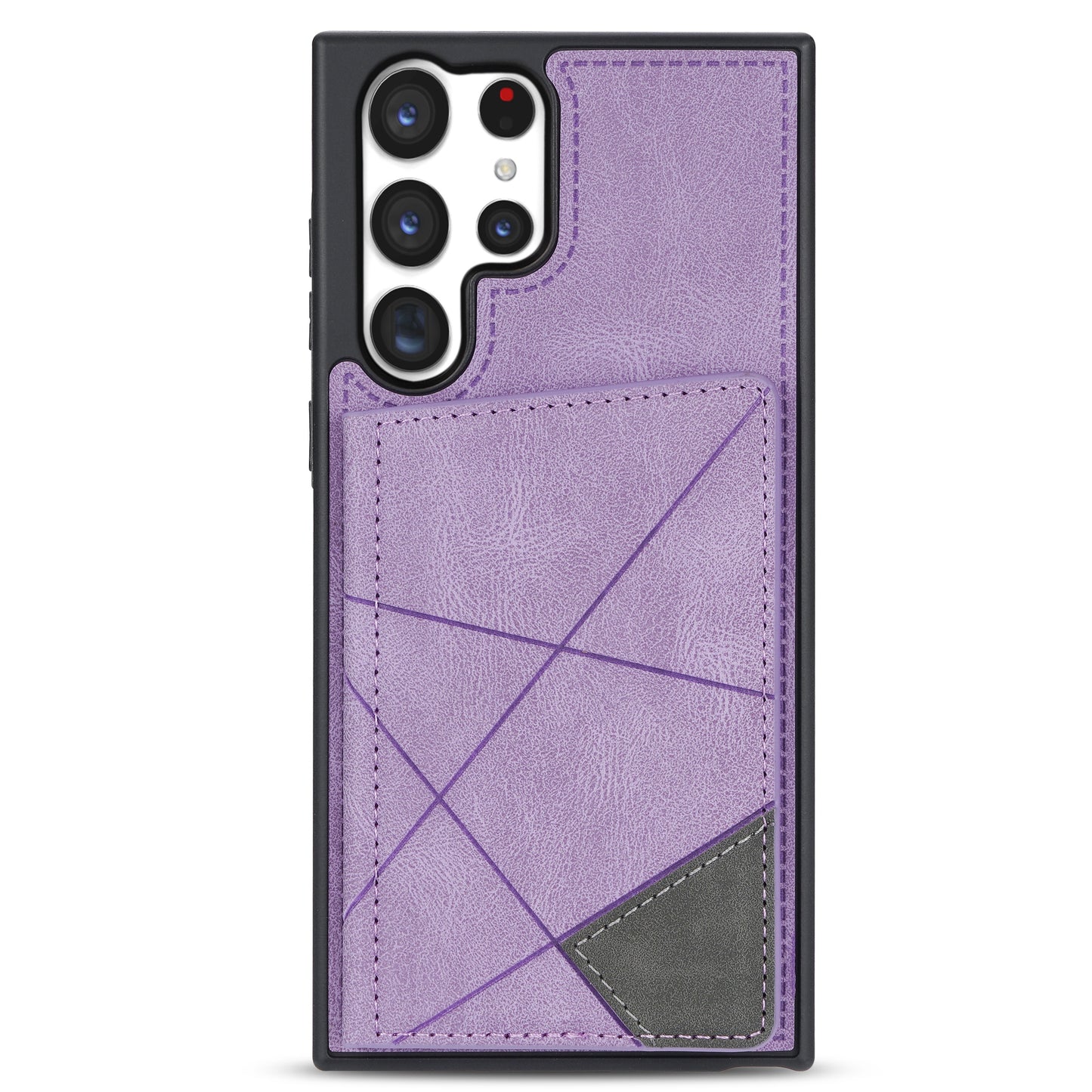 For Samsung Galaxy S24 Ultra Case Line Splicing Imprinted PU Leather+TPU Kickstand Phone Cover - Purple