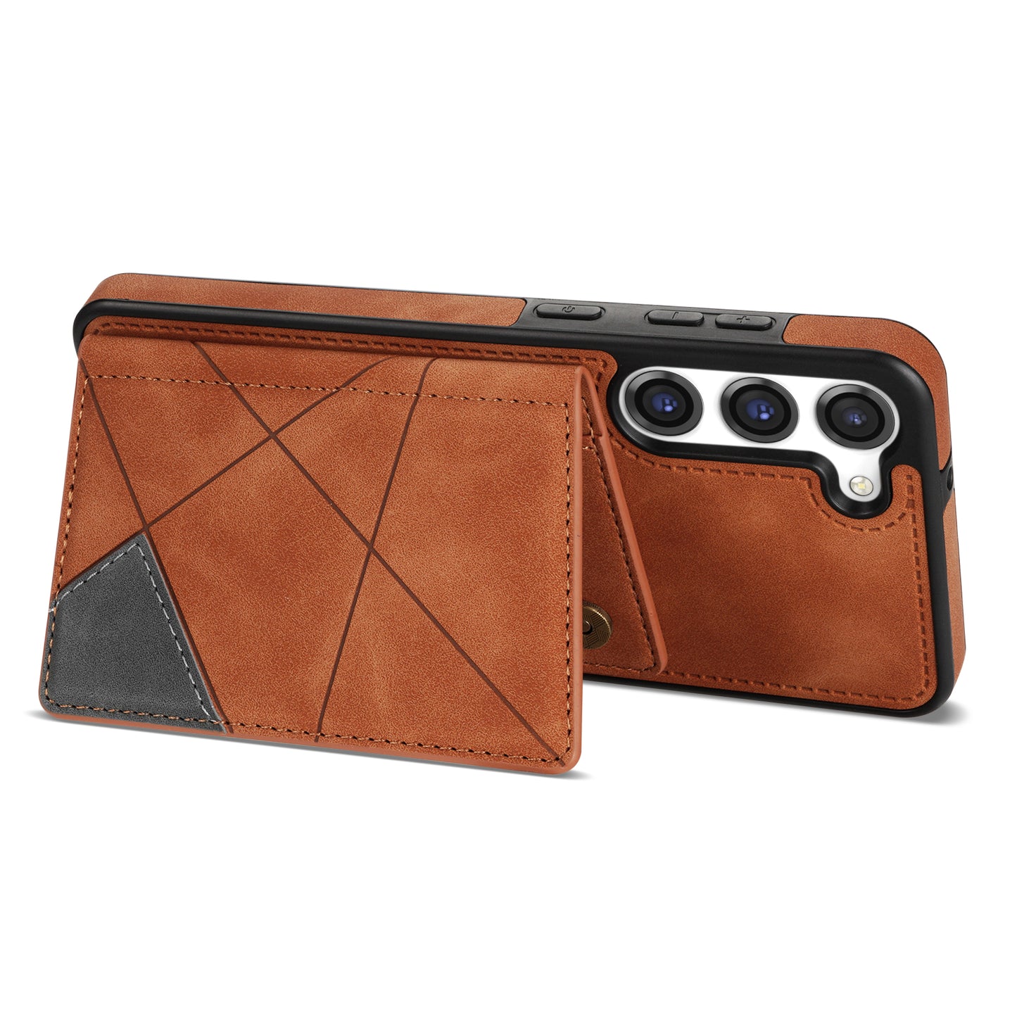 For Samsung Galaxy S24+ Case PU Leather+TPU Card Slots Phone Cover - Brown