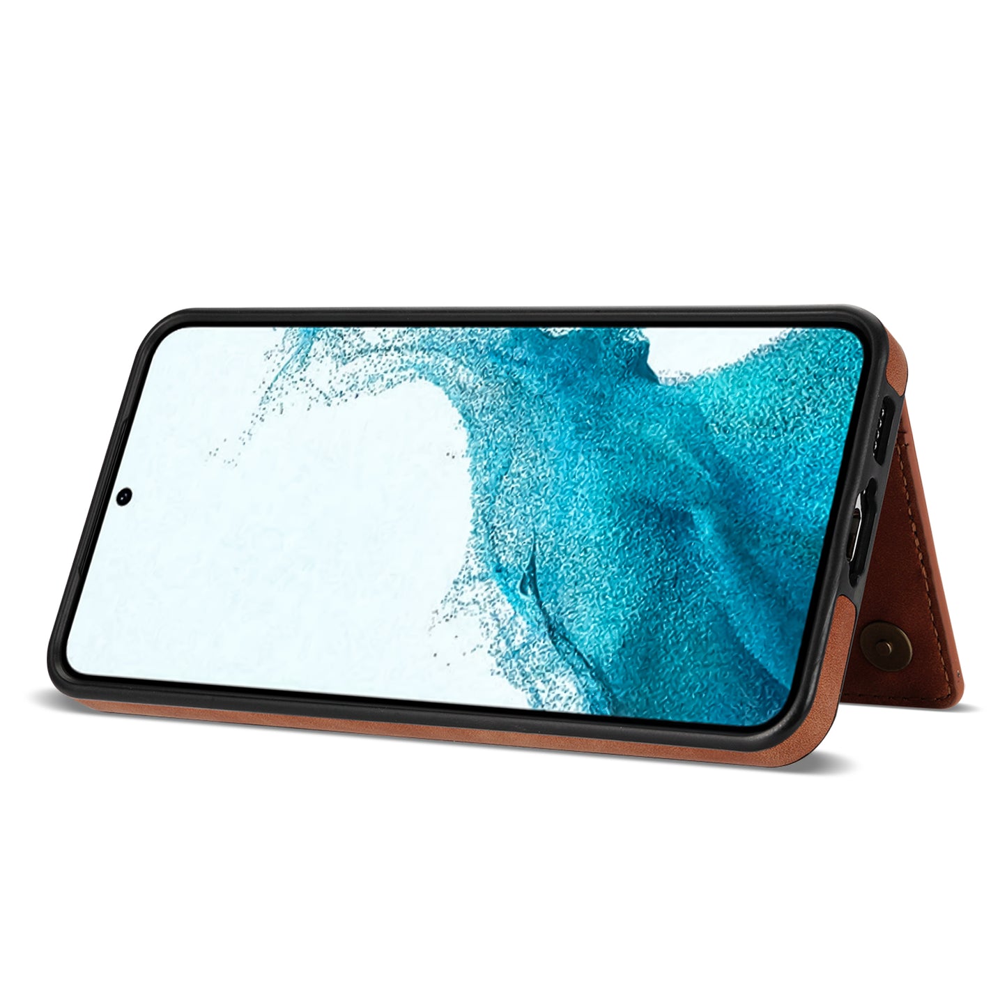 For Samsung Galaxy S24+ Case PU Leather+TPU Card Slots Phone Cover - Brown